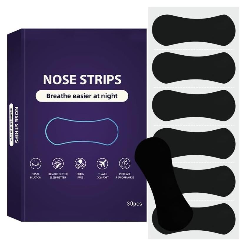 Nasal Strips Sleep and Snoring Nose Strips Reduce Snoring Athletic Sleeping Breathe Better Black 30 Count