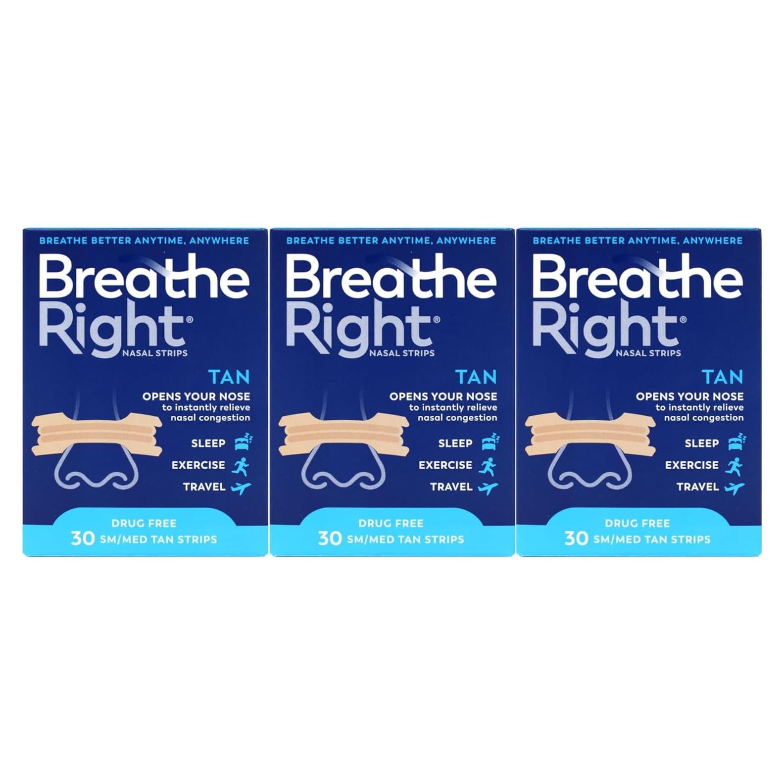 Tiras Nasales Breathe Right Original Beige Pequeñas 30 unidades