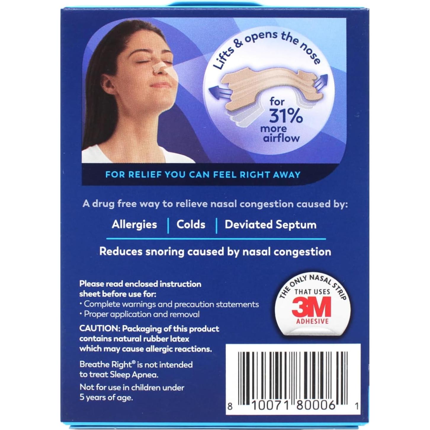 Tiras Nasales Breathe Right Original Beige Pequeñas 30 unidades