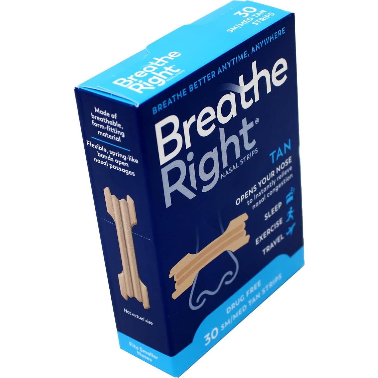 Tiras Nasales Breathe Right Original Beige Pequeñas 30 unidades