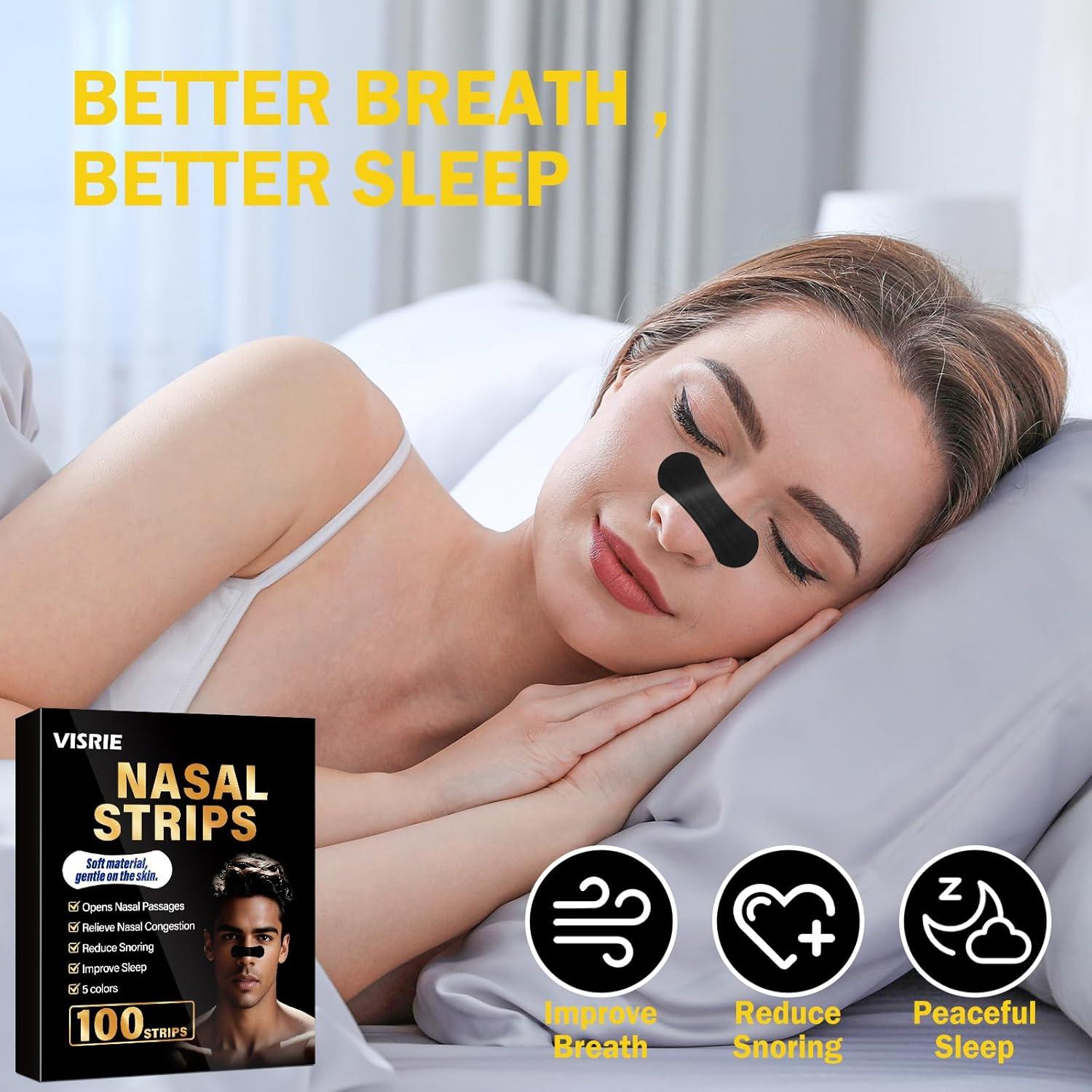 100 Tiras Nasales Extra Anchas VISRIE para Mejorar Respiración