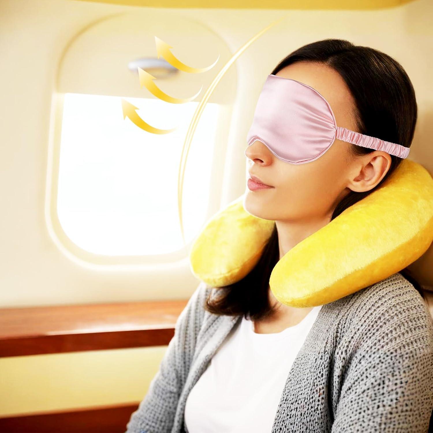 4 Máscaras de Sueño de Seda Yuanchu - Bloqueo de Luz, Ajustables