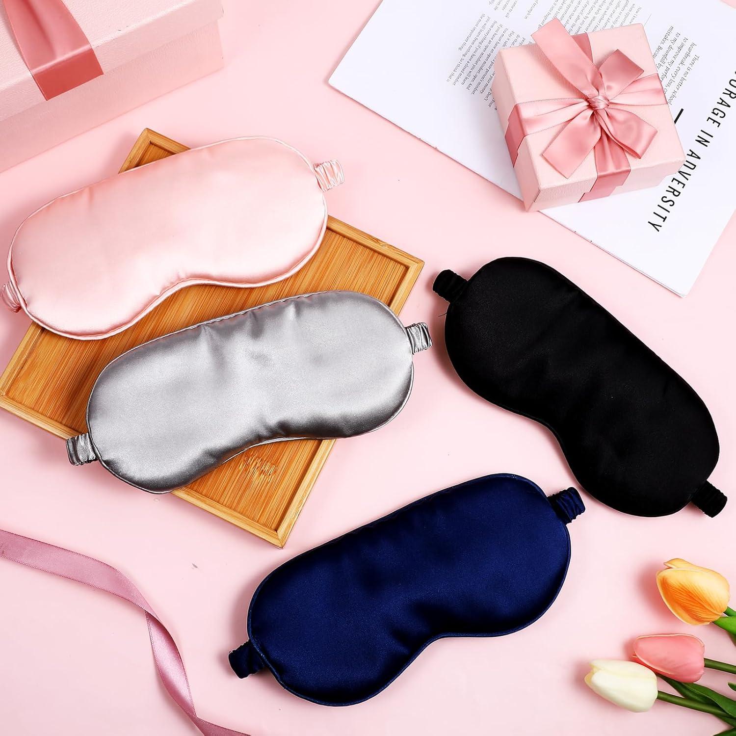 4 Máscaras de Sueño de Seda Yuanchu - Bloqueo de Luz, Ajustables