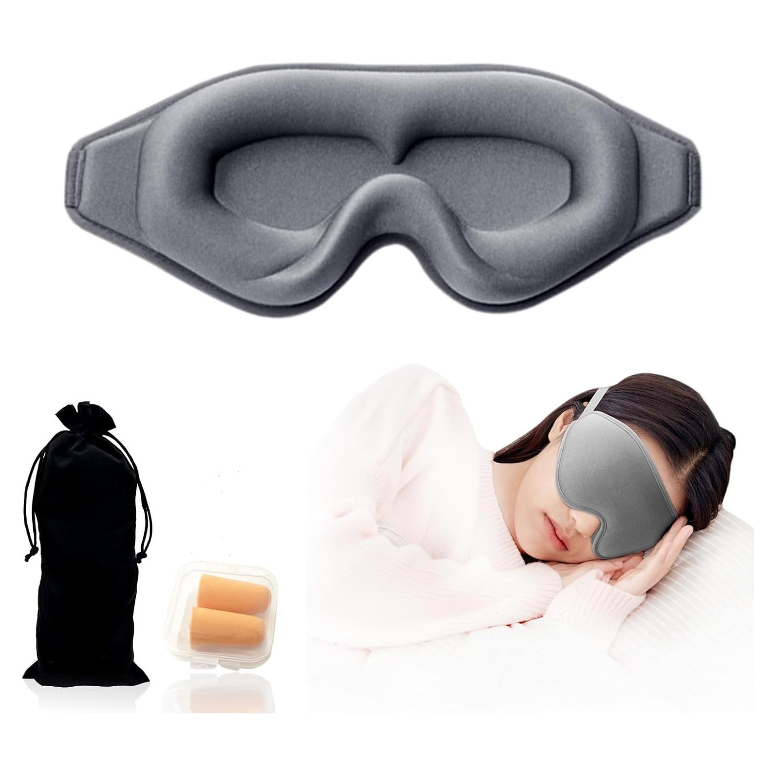 Máscara de Sueño 3D Ringolemona Gris - Espuma Viscoelástica