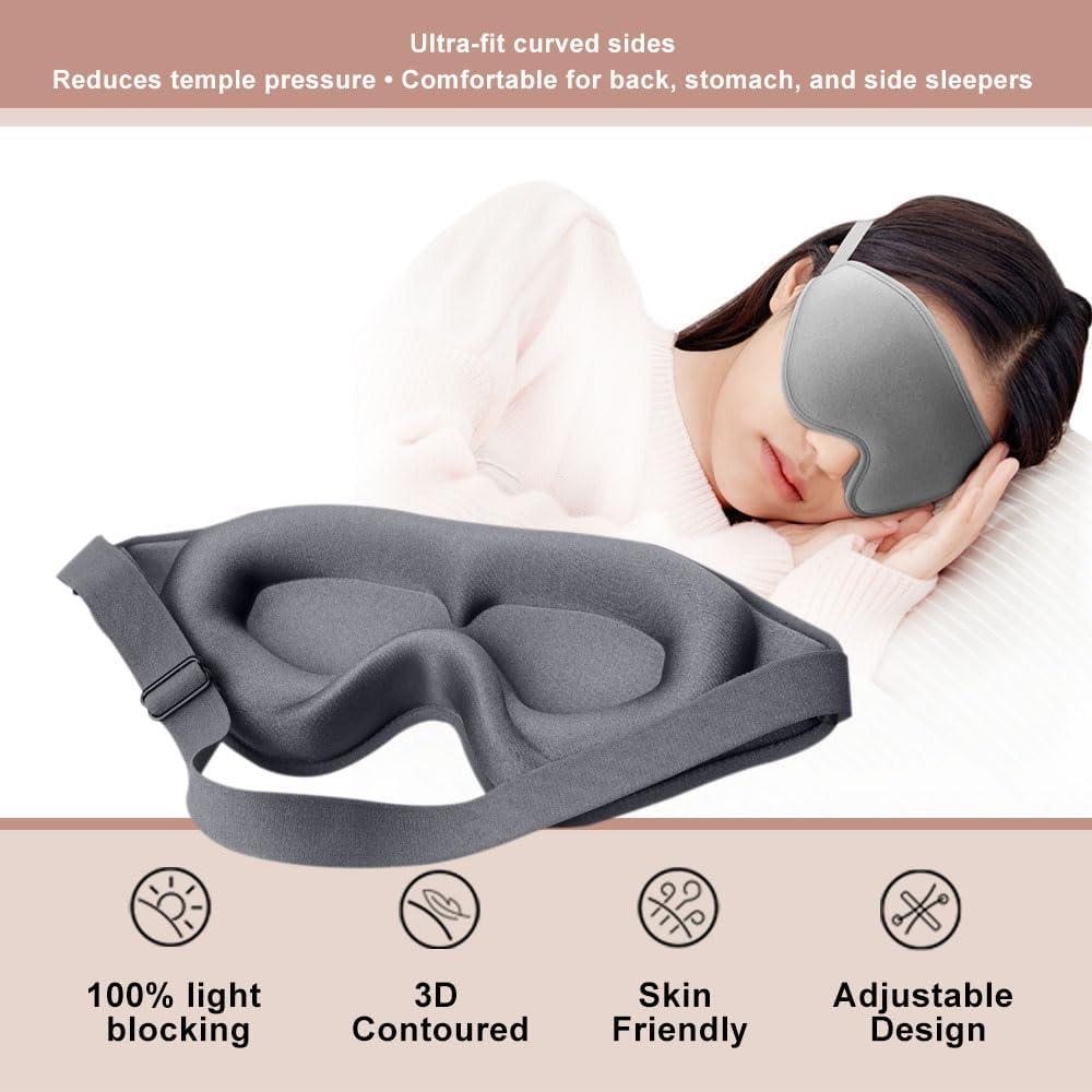 Máscara de Sueño 3D Ringolemona Gris - Espuma Viscoelástica