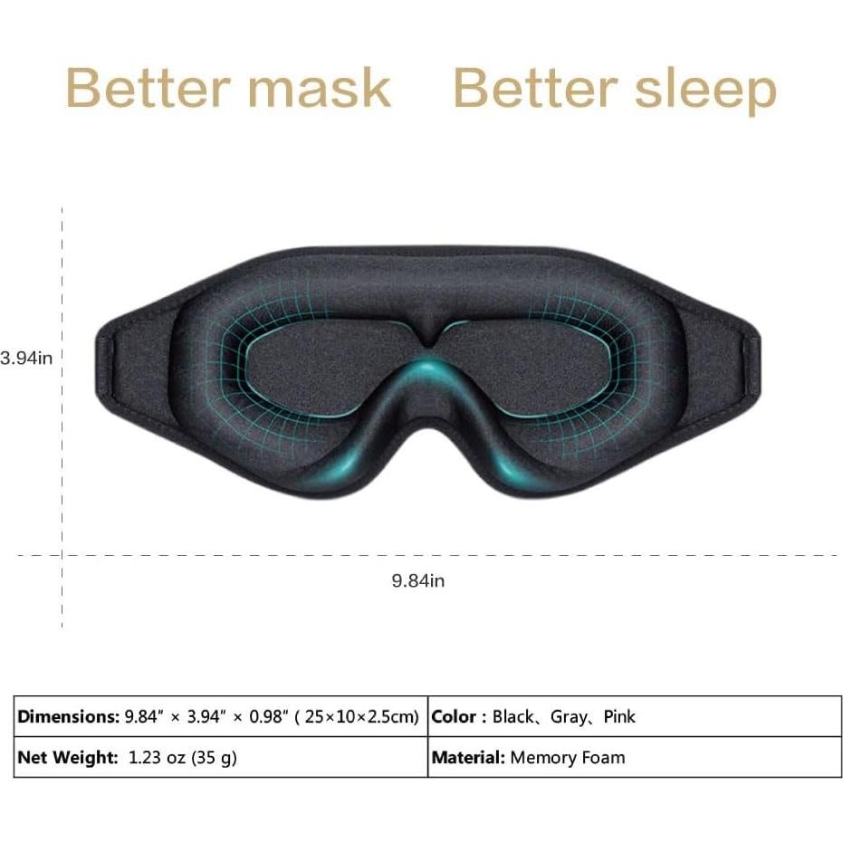 Máscara de Sueño 3D Ringolemona Gris - Espuma Viscoelástica