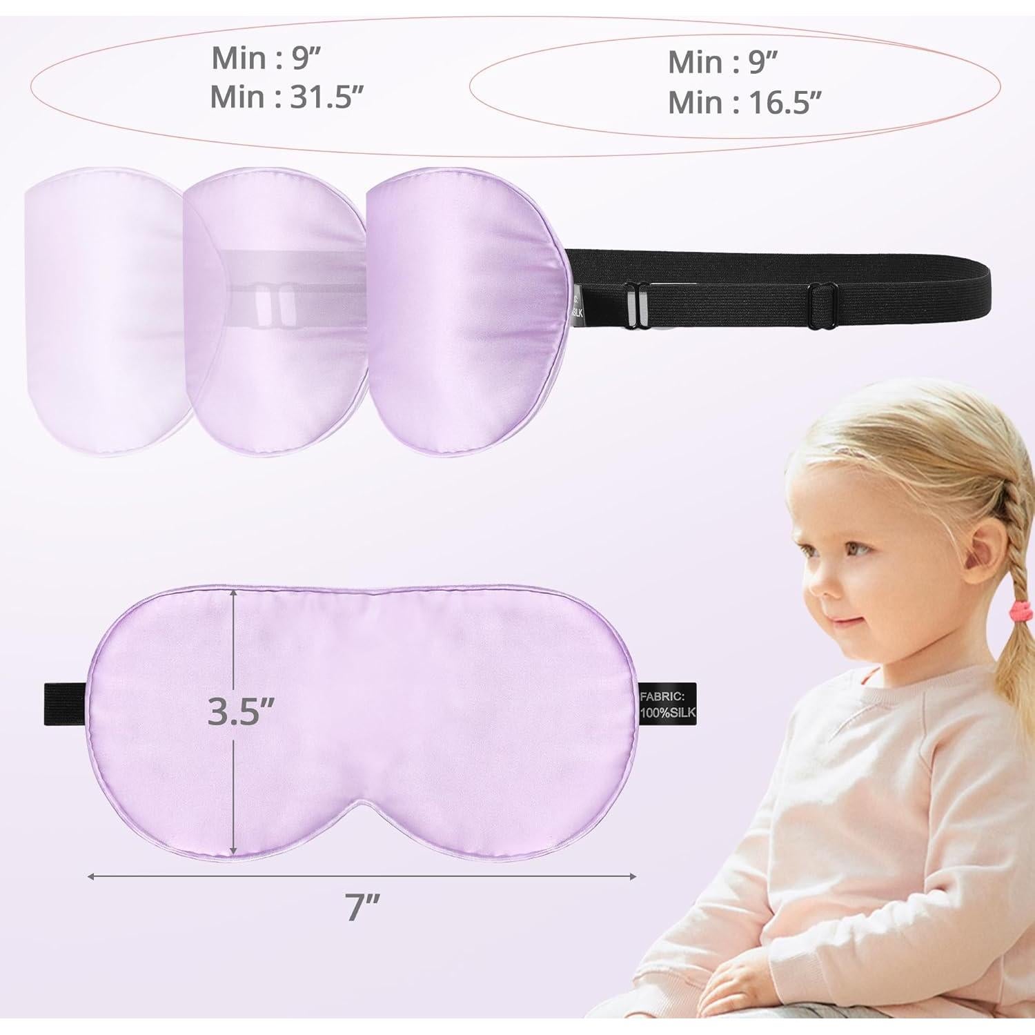 Máscara de Sueño para Niños Pyopbow 100% Seda Natural Púrpura