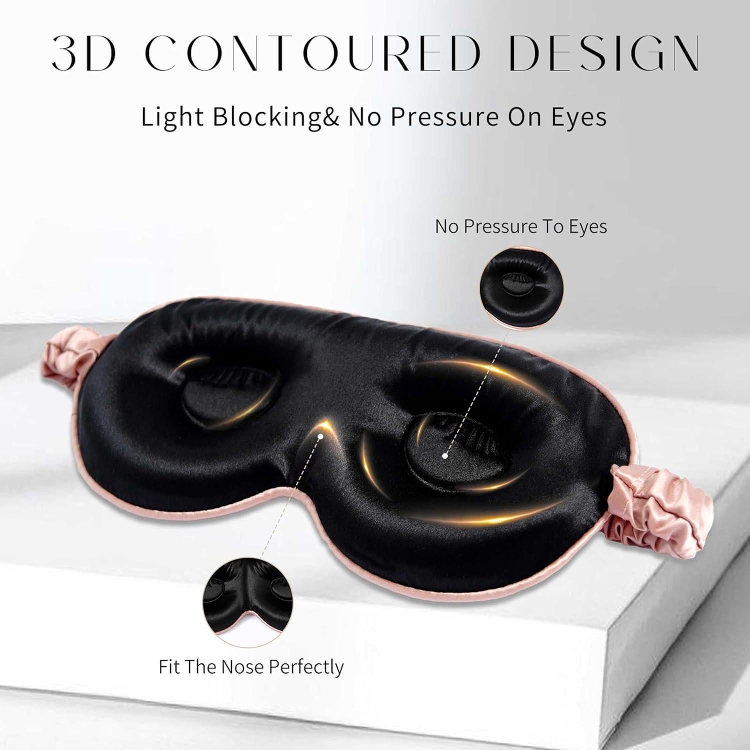 Máscara de Sueño de Seda 3D Esteer Oro Rosa 22 Momme