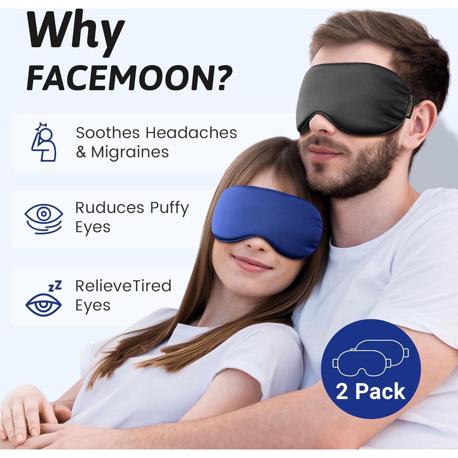 2PCS Máscara Fría para Ojos FACEMOON - Alivio de Ojeras y Migrañas
