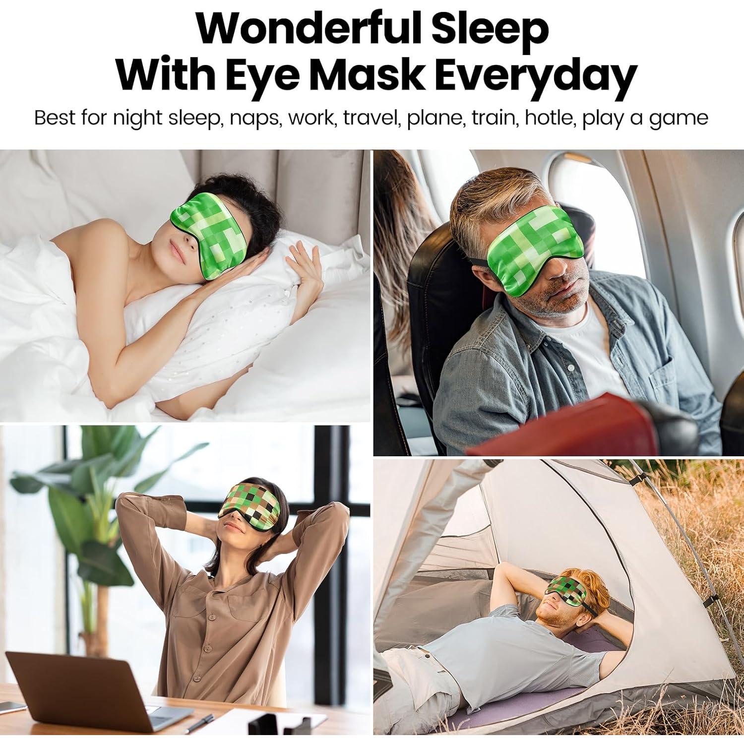 2 Máscaras de Sueño para Niños Aze-US, Seda Simulada, Ajustables