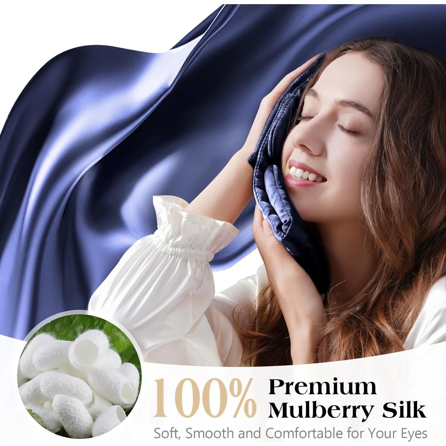 Máscara de Sueño de Seda de Morera BATJA ZYQGH Azul Marino