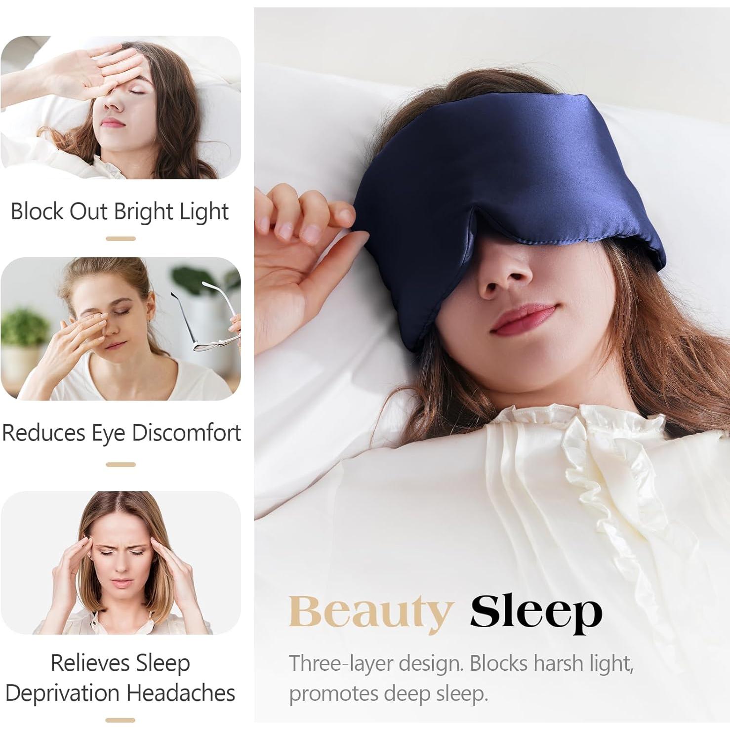 Máscara de Sueño de Seda de Morera BATJA ZYQGH Azul Marino