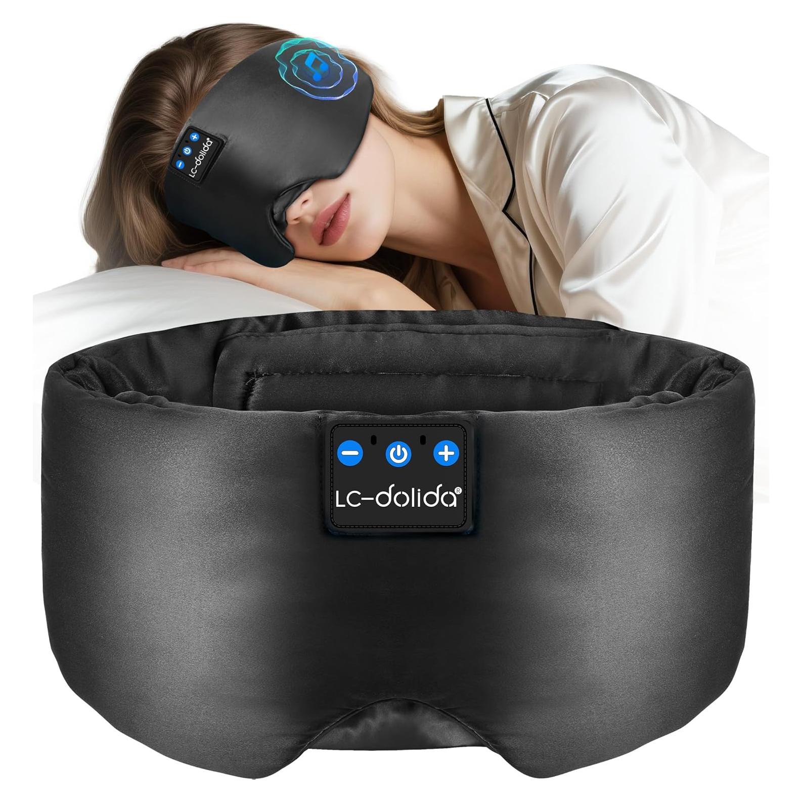 Máscara de Sueño de Seda LC-dolida con Bluetooth 5.4 - Negro