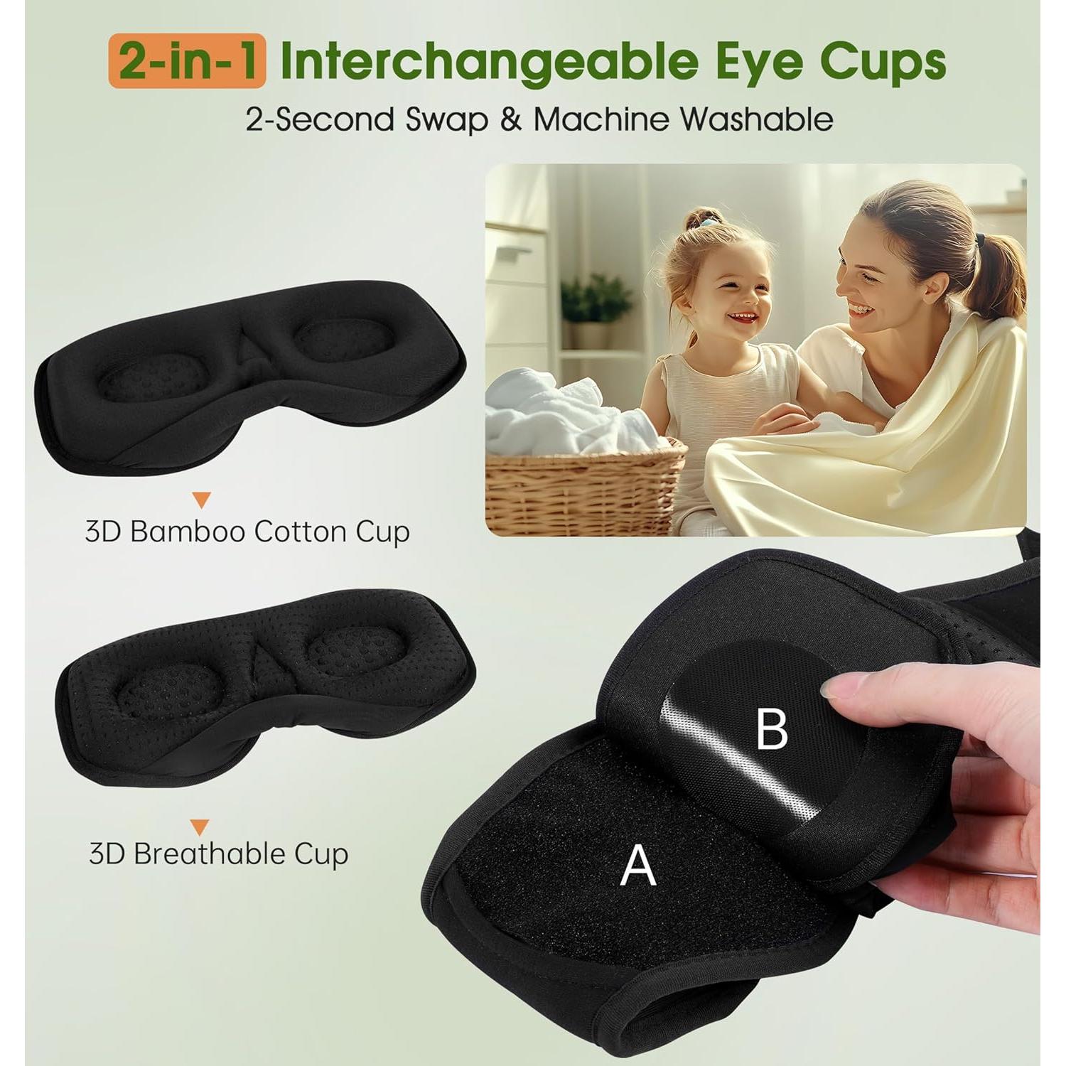 Máscara de Sueño Bluetooth LC-dolida 3D Algodón Bambú Negra