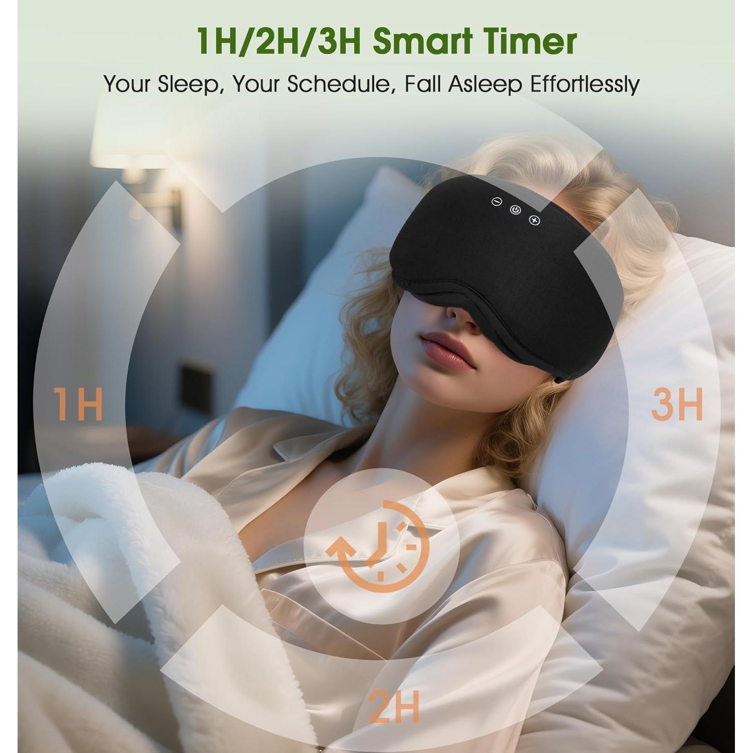 Máscara de Sueño Bluetooth LC-dolida 3D Algodón Bambú Negra