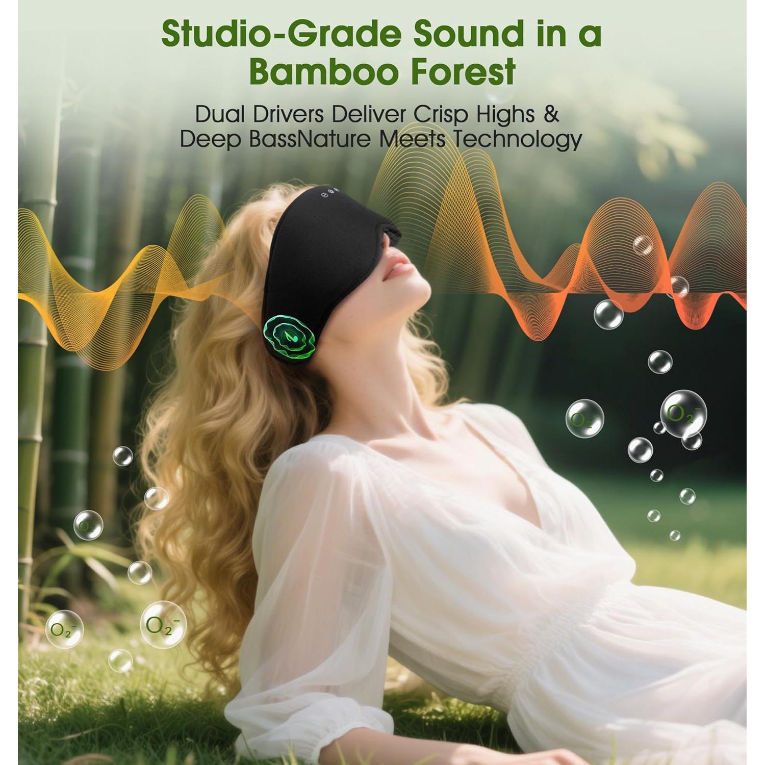 Máscara de Sueño Bluetooth LC-dolida 3D Algodón Bambú Negra