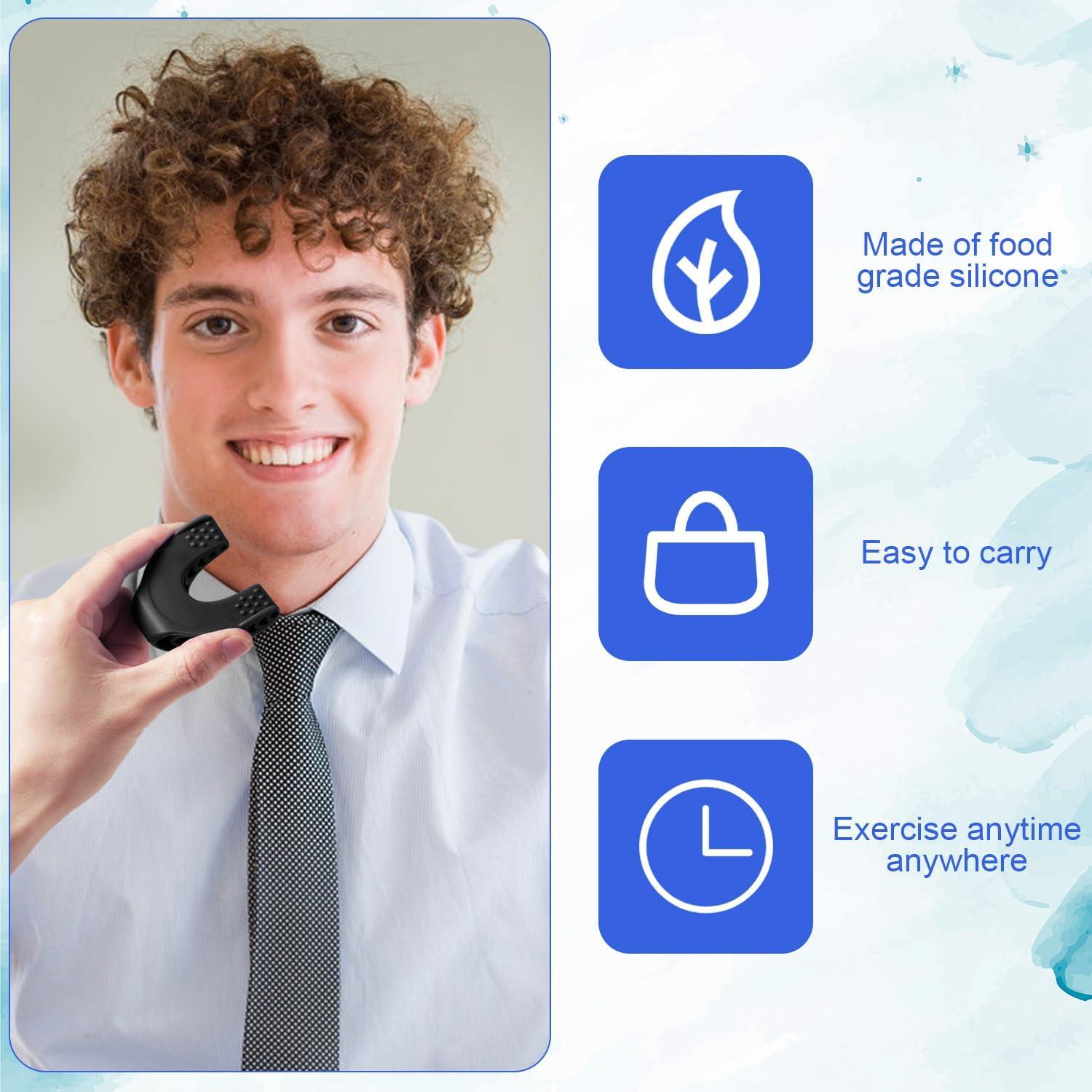 3 Piezas Ejercitador de Mandíbula NQEUEPN Silicona 6x5.5cm