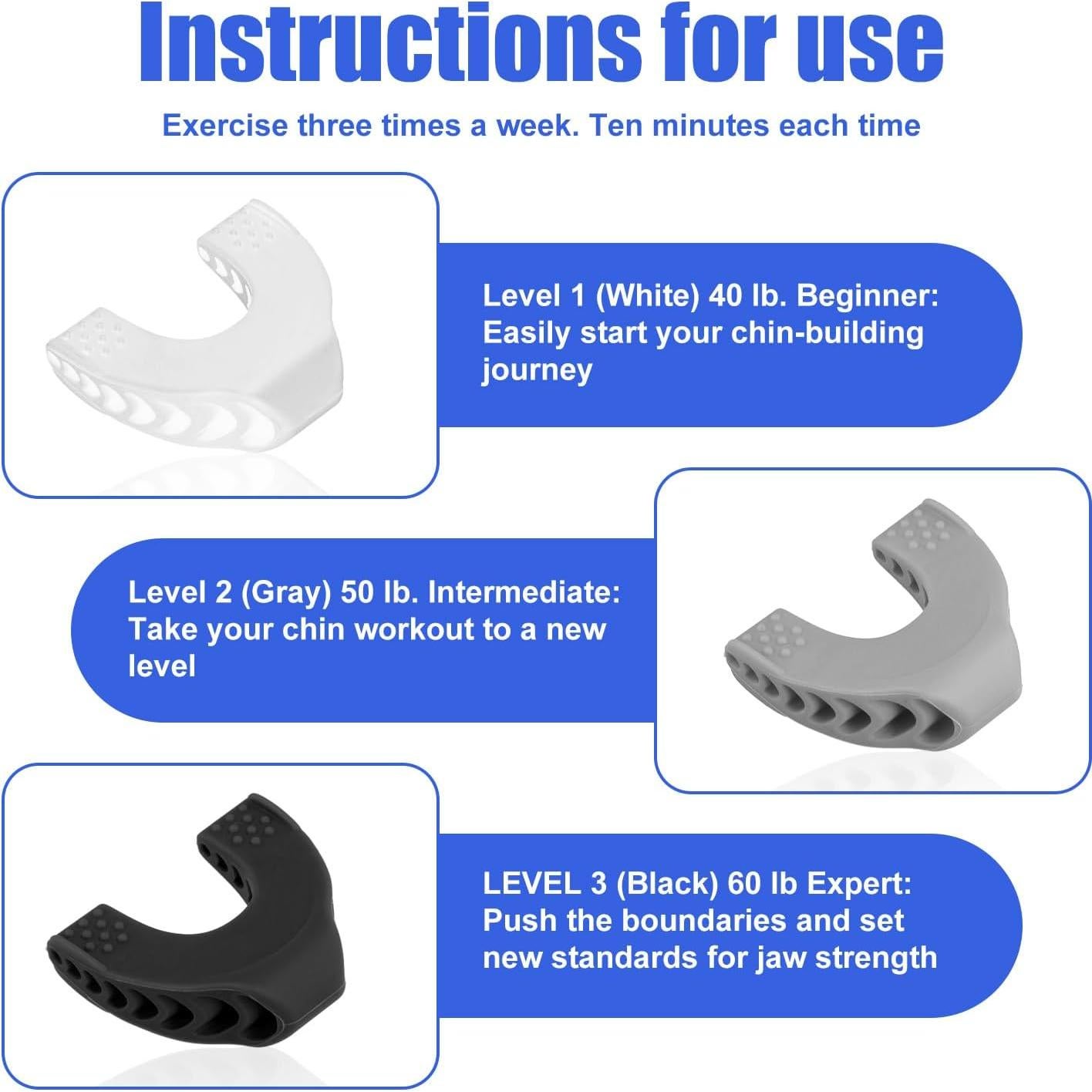 3 Piezas Ejercitador de Mandíbula NQEUEPN Silicona 6x5.5cm