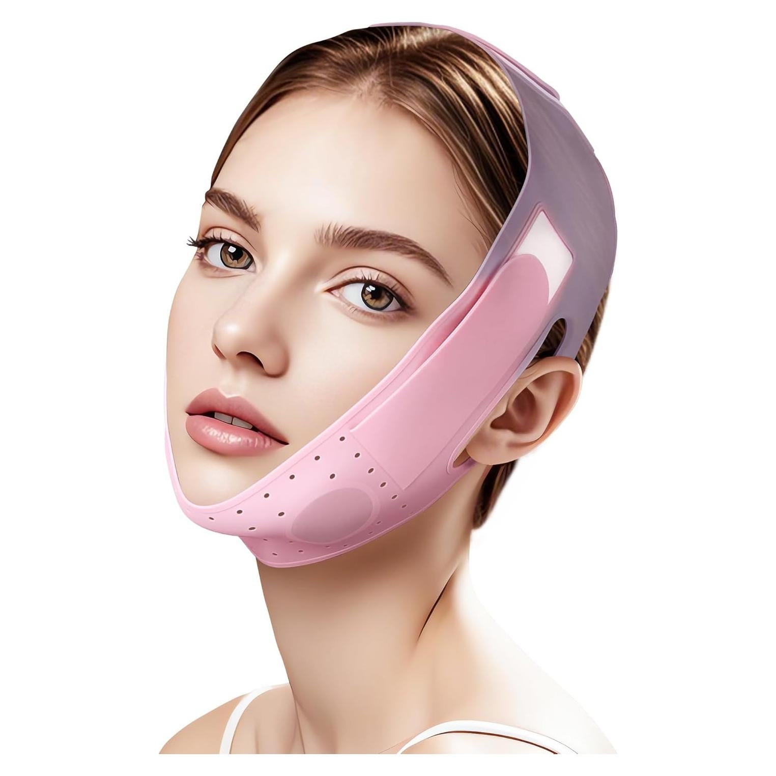 Mascarilla Esculpidora V-Line JUSMORE - Silicona Hipoalergénica Rosa