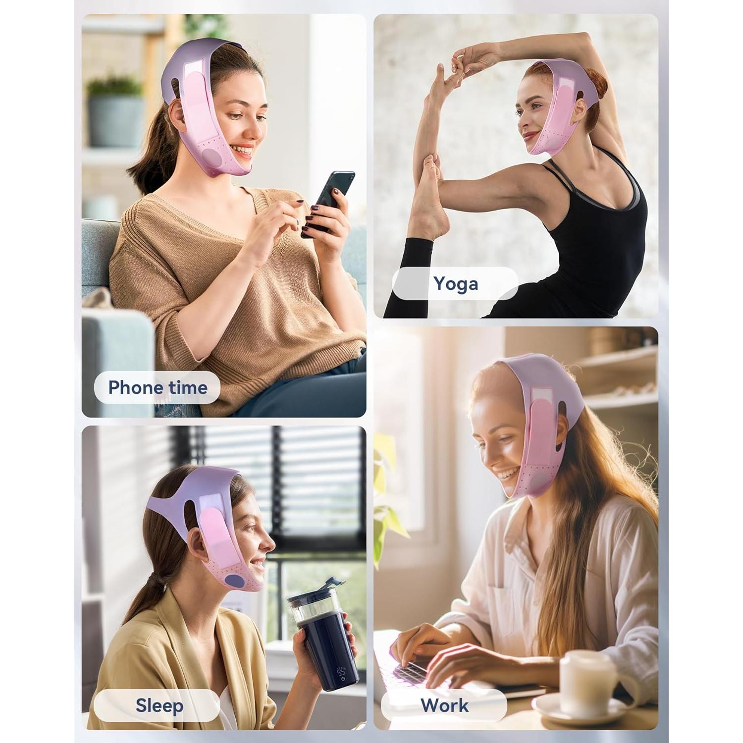 Mascarilla Esculpidora V-Line JUSMORE - Silicona Hipoalergénica Rosa