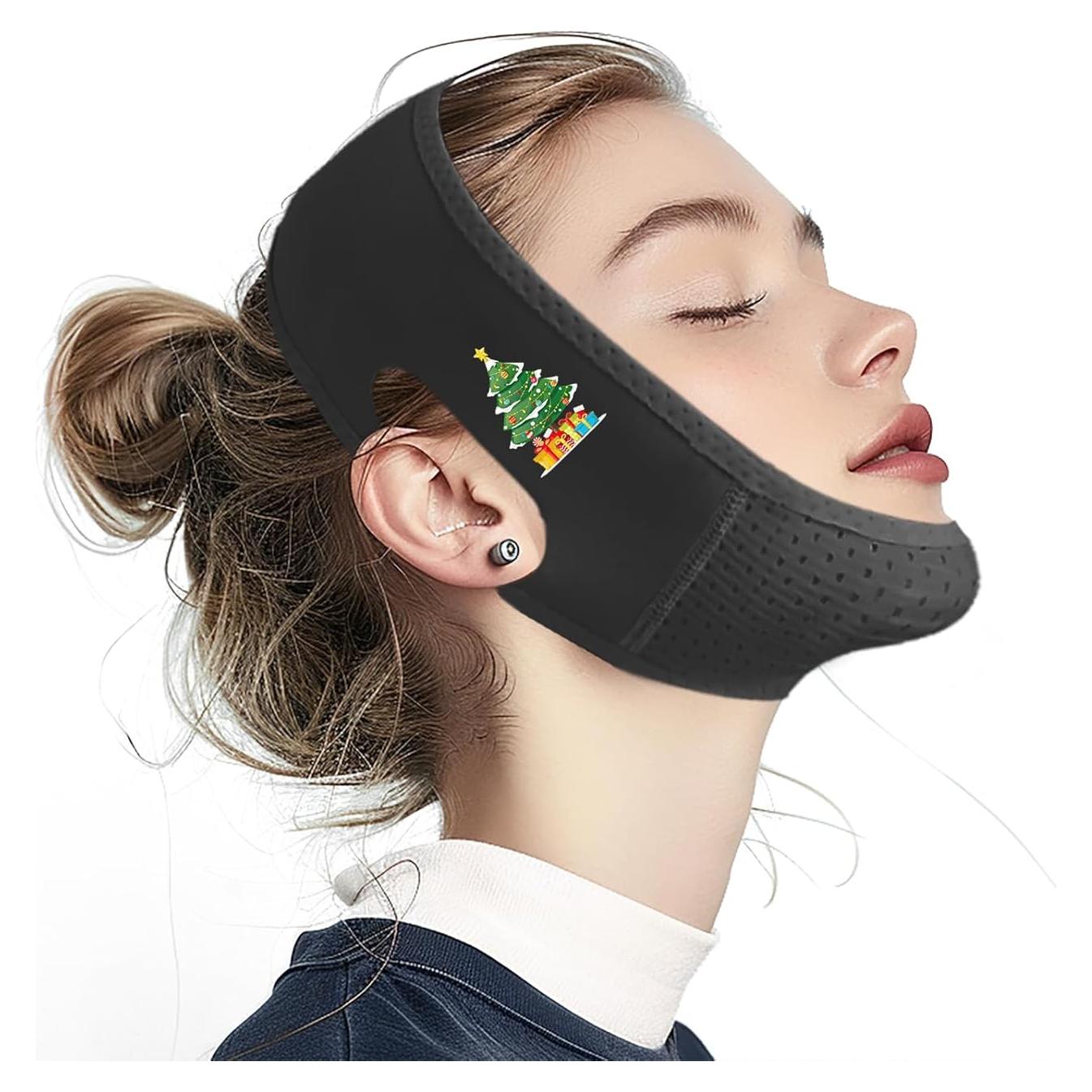 Correa Facial Reutilizable para Dormir - Levantamiento V Negro