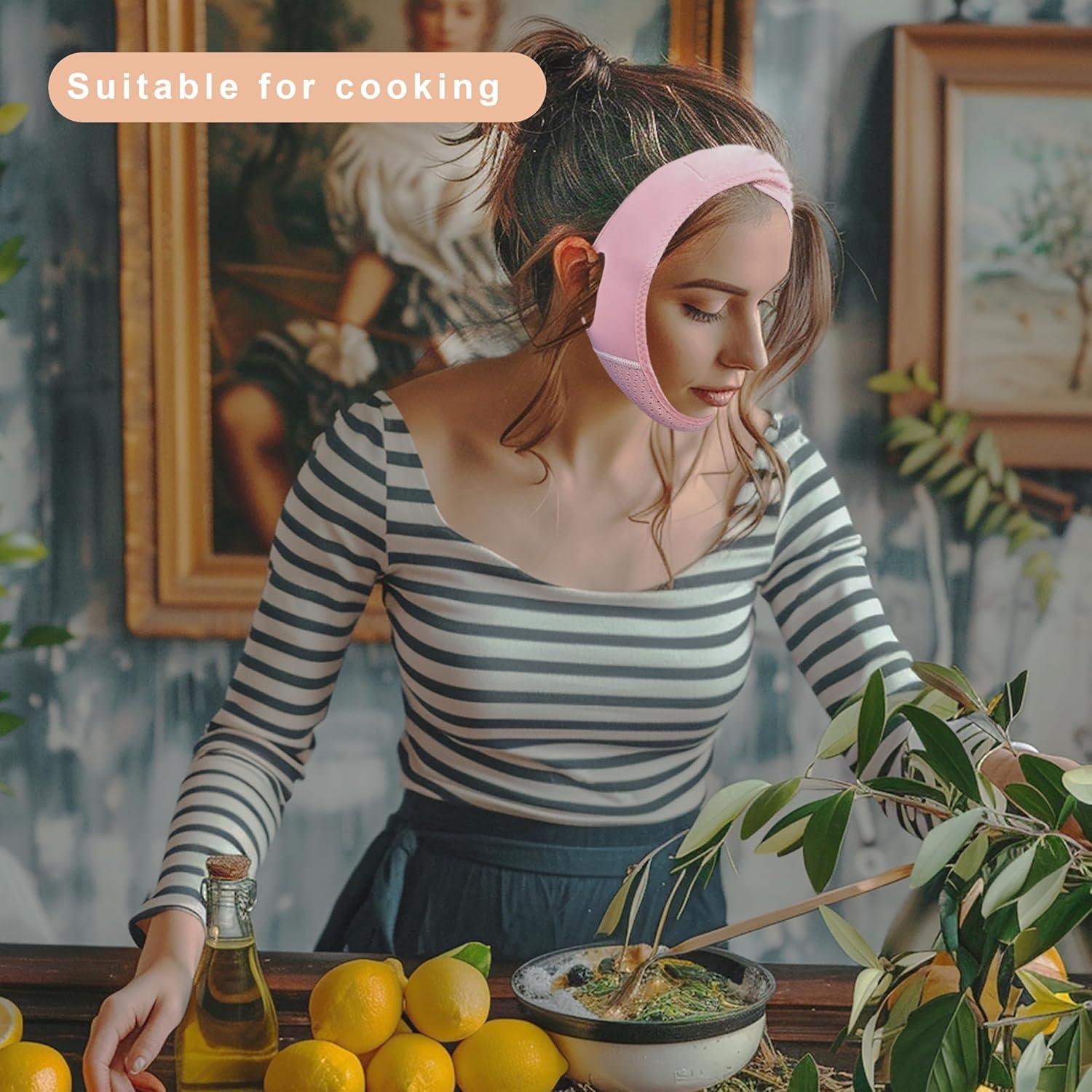 Correa Facial Reutilizable para Dormir - Elevadora V Rosa