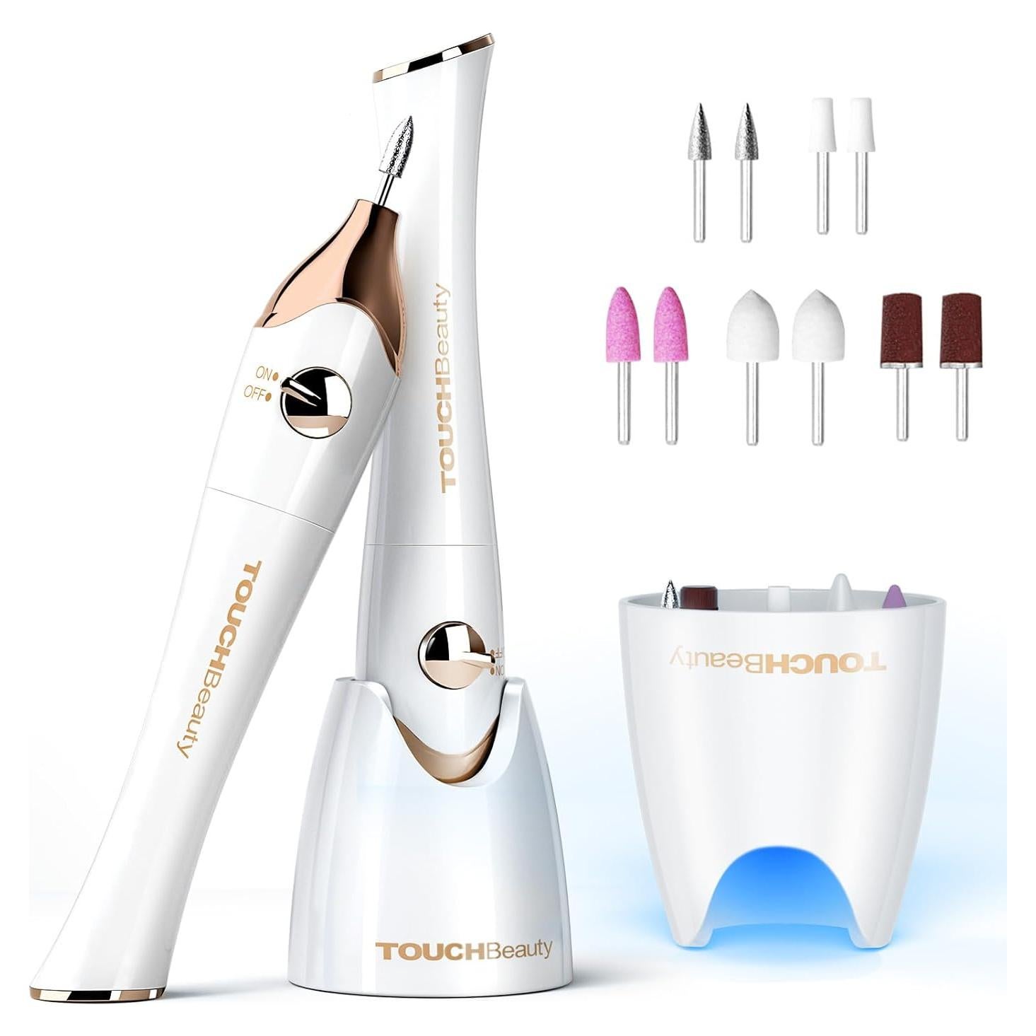 TOUCHBeauty Taladro Eléctrico para Uñas Oro, Kit Manicura UV