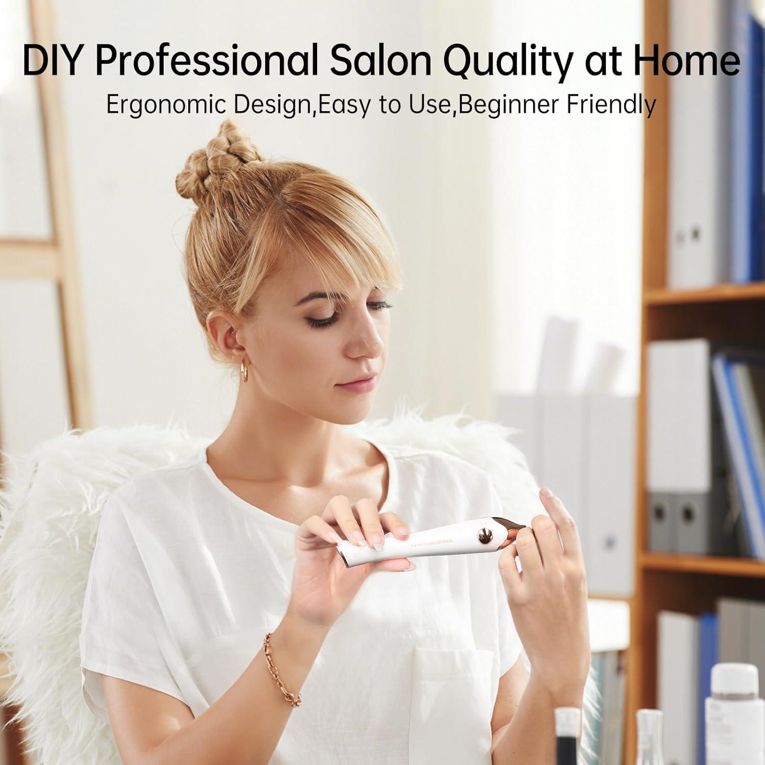 TOUCHBeauty Taladro Eléctrico para Uñas Oro, Kit Manicura UV