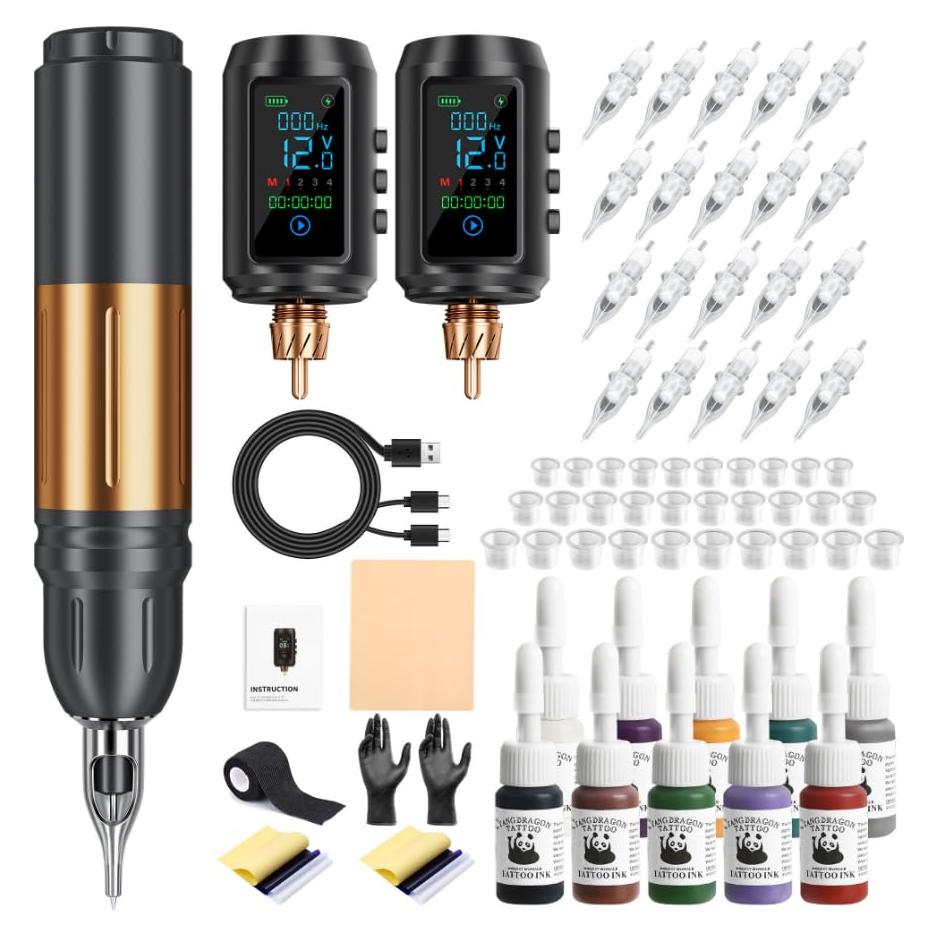 Pistola de Tatuaje Inalámbrica EMRICE con Pantalla Colorida 6200 RPM