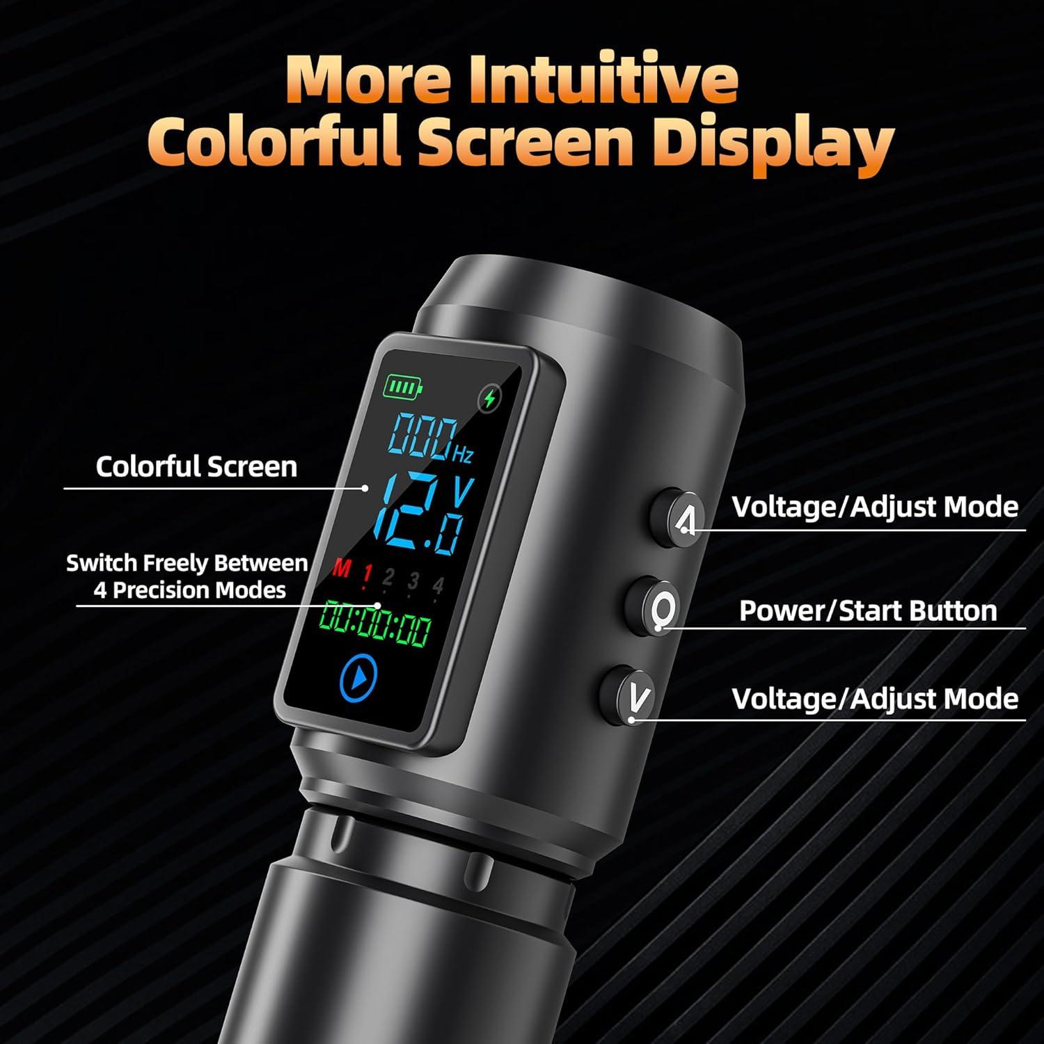 Pistola de Tatuaje Inalámbrica EMRICE con Pantalla Colorida 6200 RPM