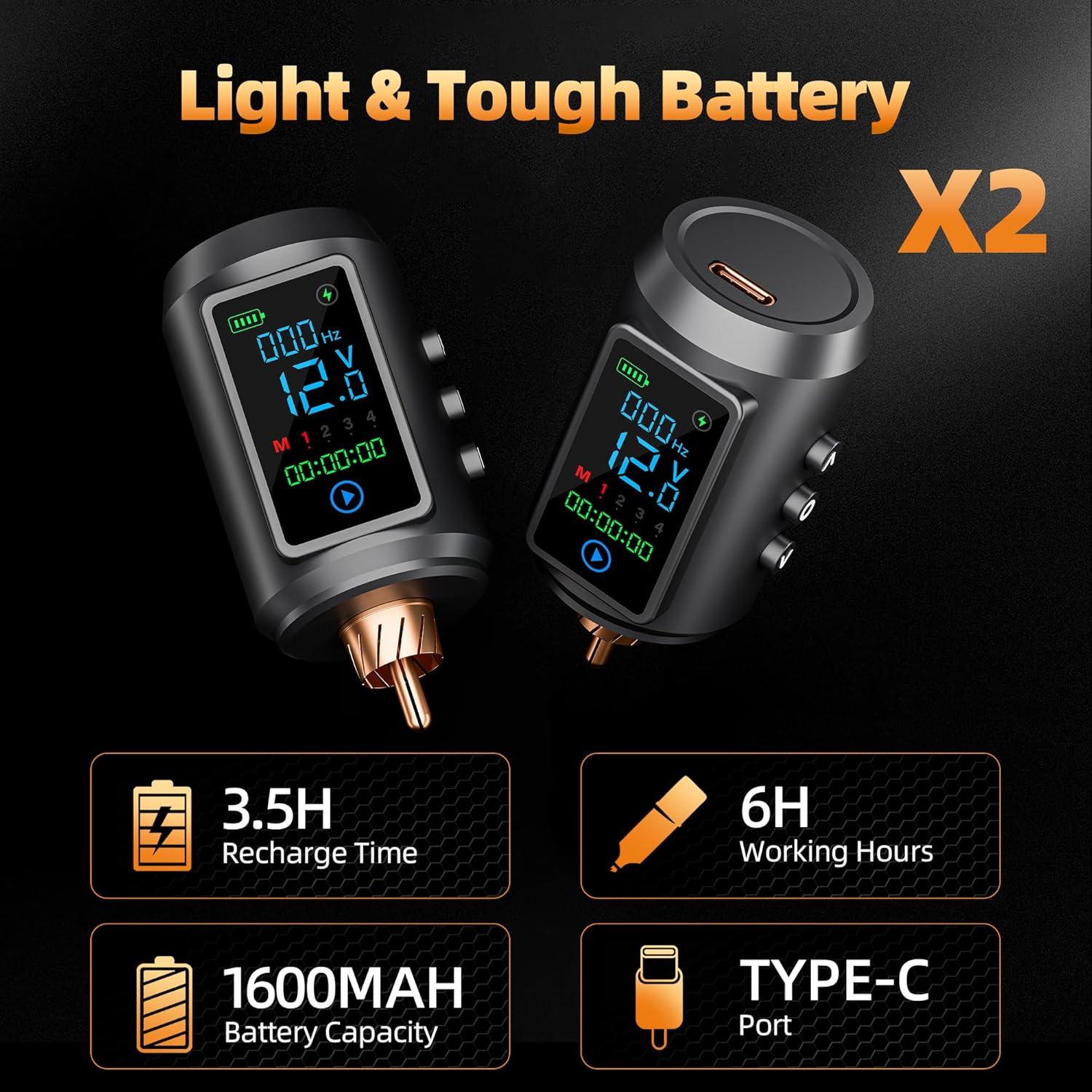 Pistola de Tatuaje Inalámbrica EMRICE con Pantalla Colorida 6200 RPM