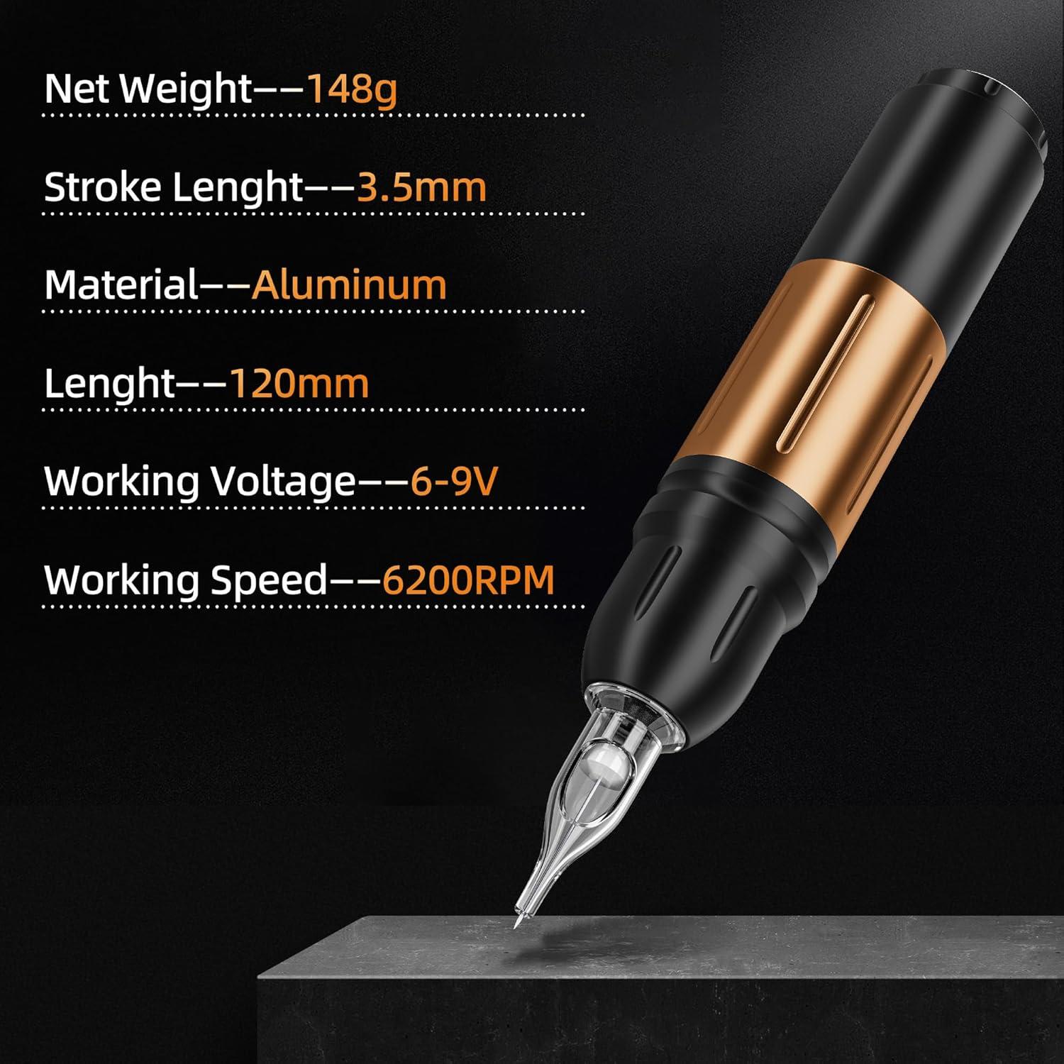 Pistola de Tatuaje Inalámbrica EMRICE con Pantalla Colorida 6200 RPM