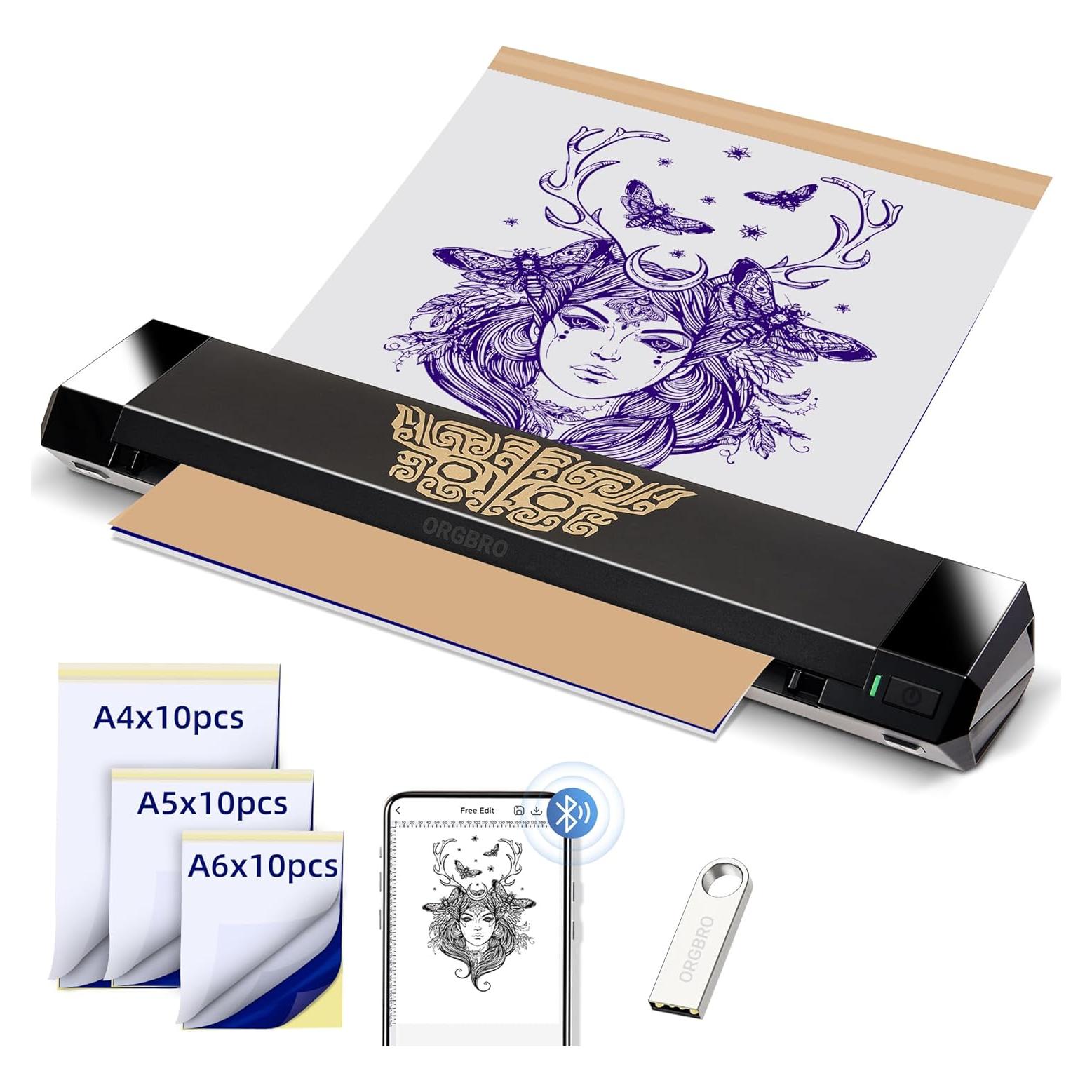 Impresora de Plantillas de Tatuaje ORGBRO X8 Inalámbrica A4/A5/A6