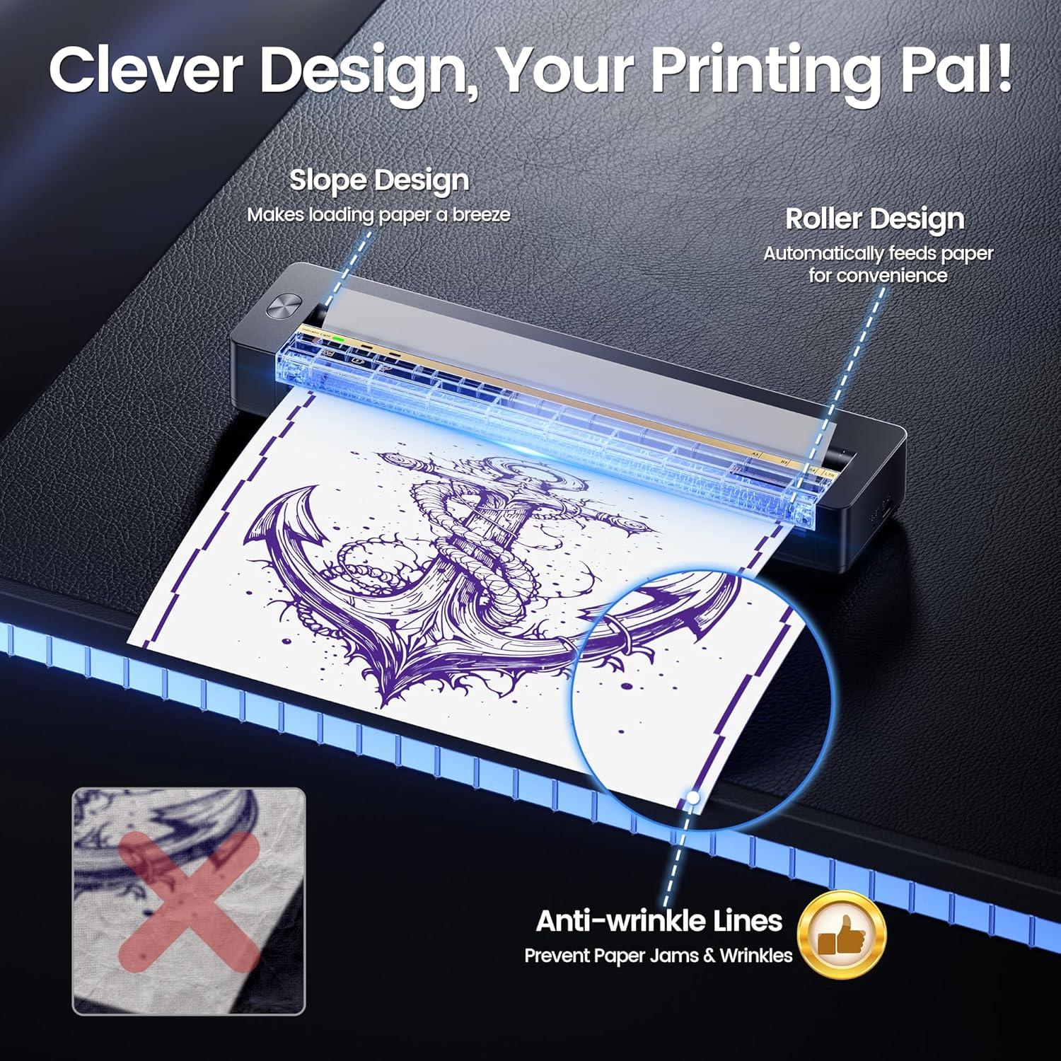 Impresora de Plantillas de Tatuaje TATTMUSE A88U Inalámbrica 300dpi