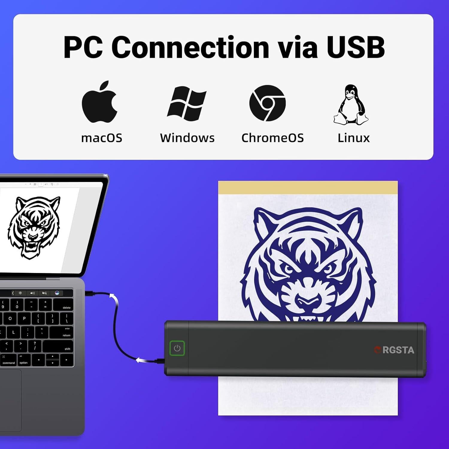 Impresora de Plantillas de Tatuaje Inalámbrica ORGSTA S008