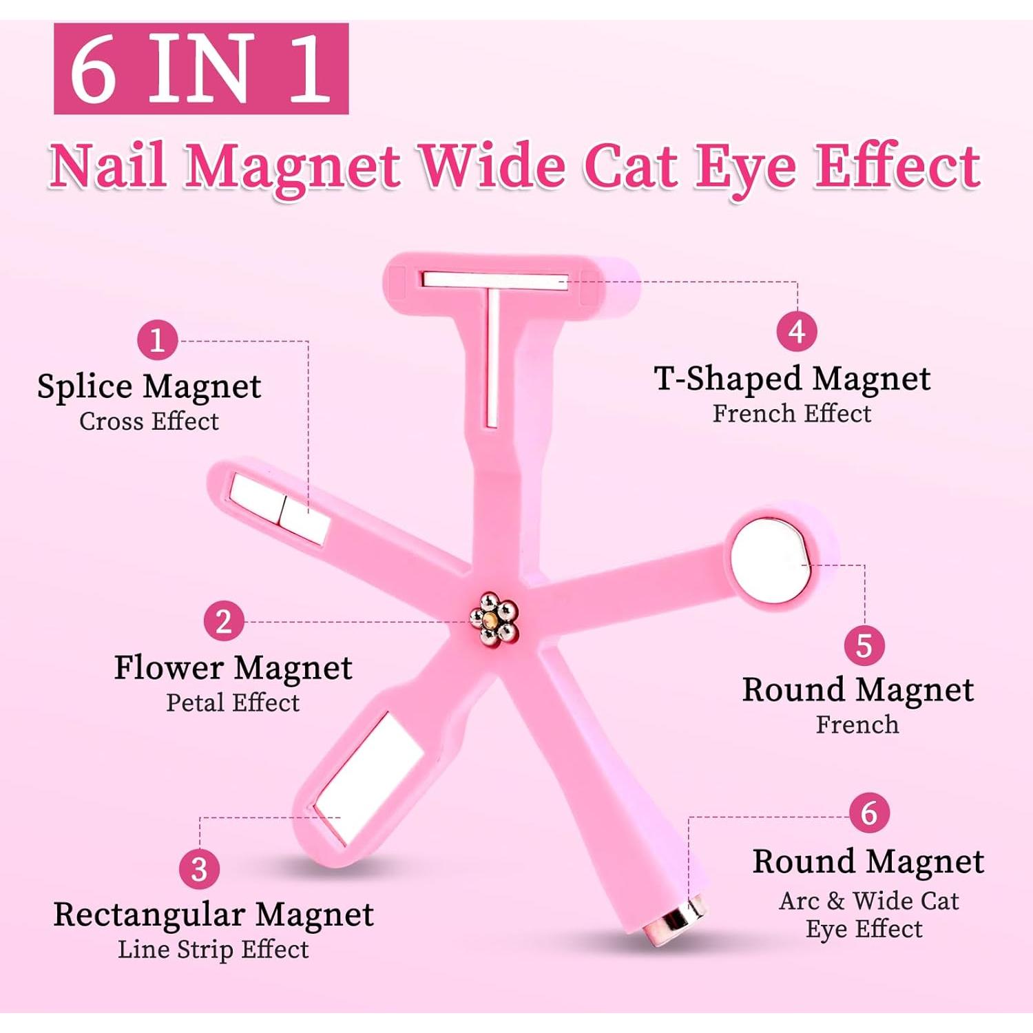 Imán de Uñas Multifuncional BQAN Rosa 6 en 1 para Esmalte de Gel