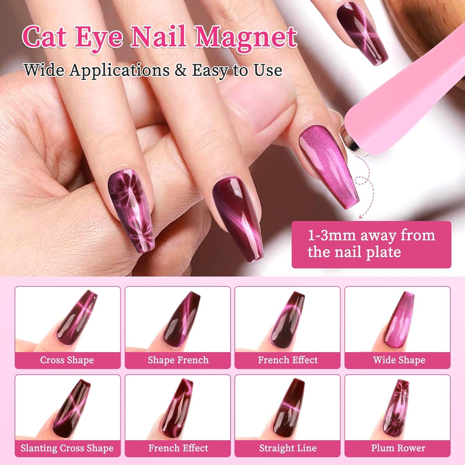 Imán de Uñas Multifuncional BQAN Rosa 6 en 1 para Esmalte de Gel