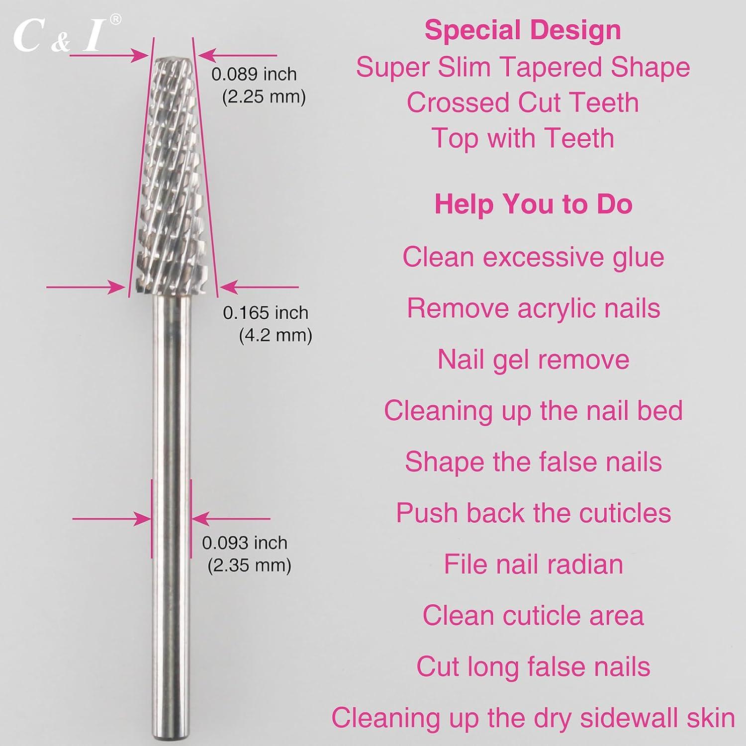 Broca de Uñas Profesional C&I E-File Cónico 2.35mm para Manicura