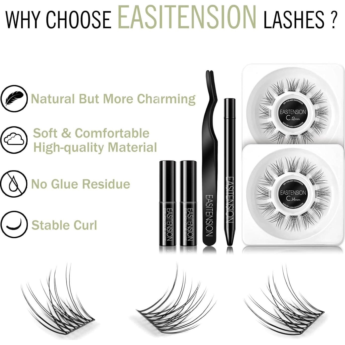 Extensión de Pestañas Naturales KAIFENG 12mm 14mm Kit DIY