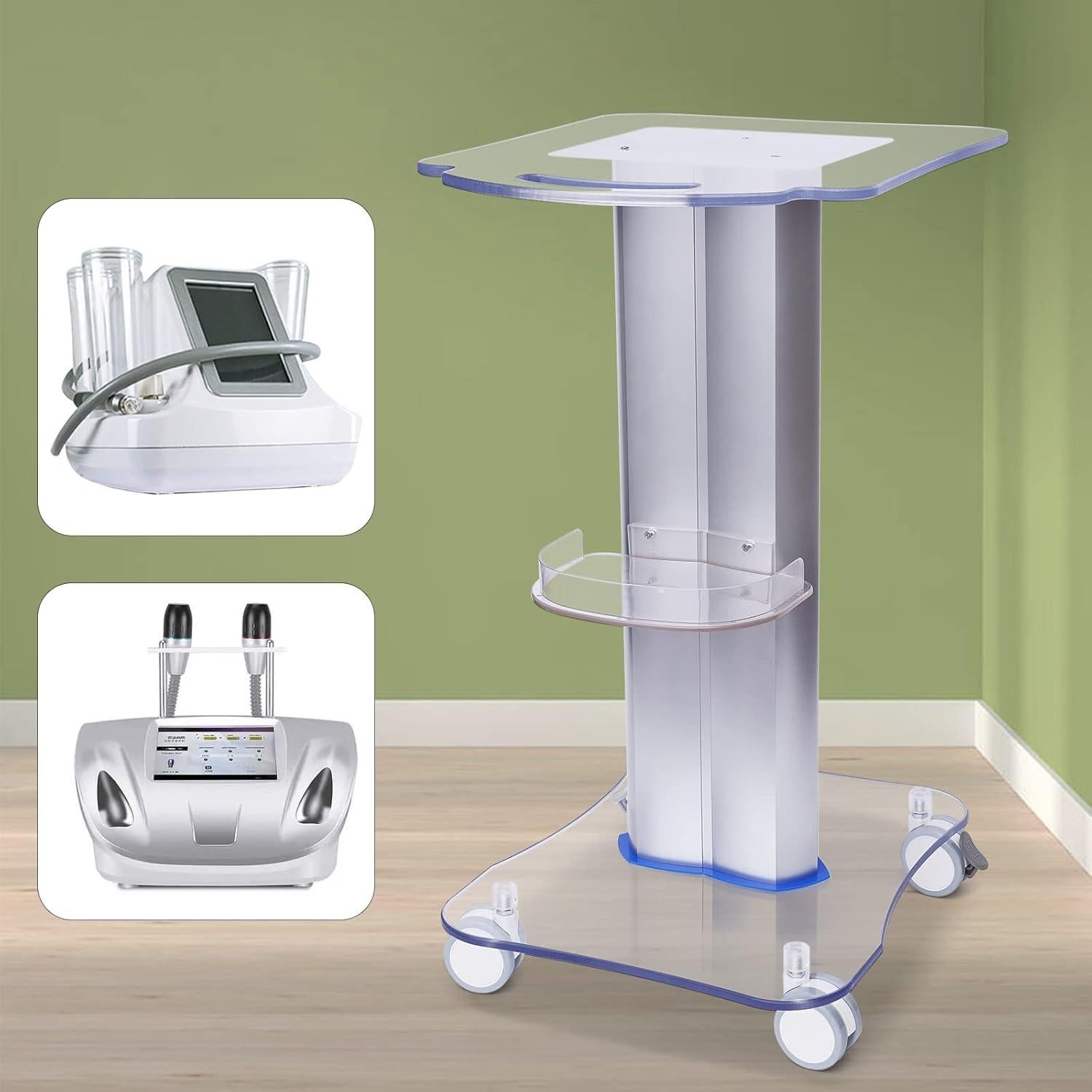 Carro de salón TFCFL acrílico azul 15kg 4 ruedas giratorias