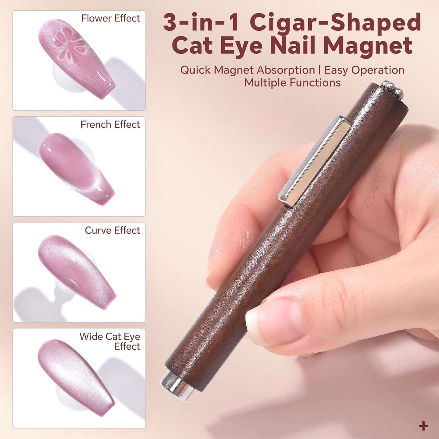 Imán de Ojo de Gato KADS 3-en-1 para Uñas - Mango de Madera