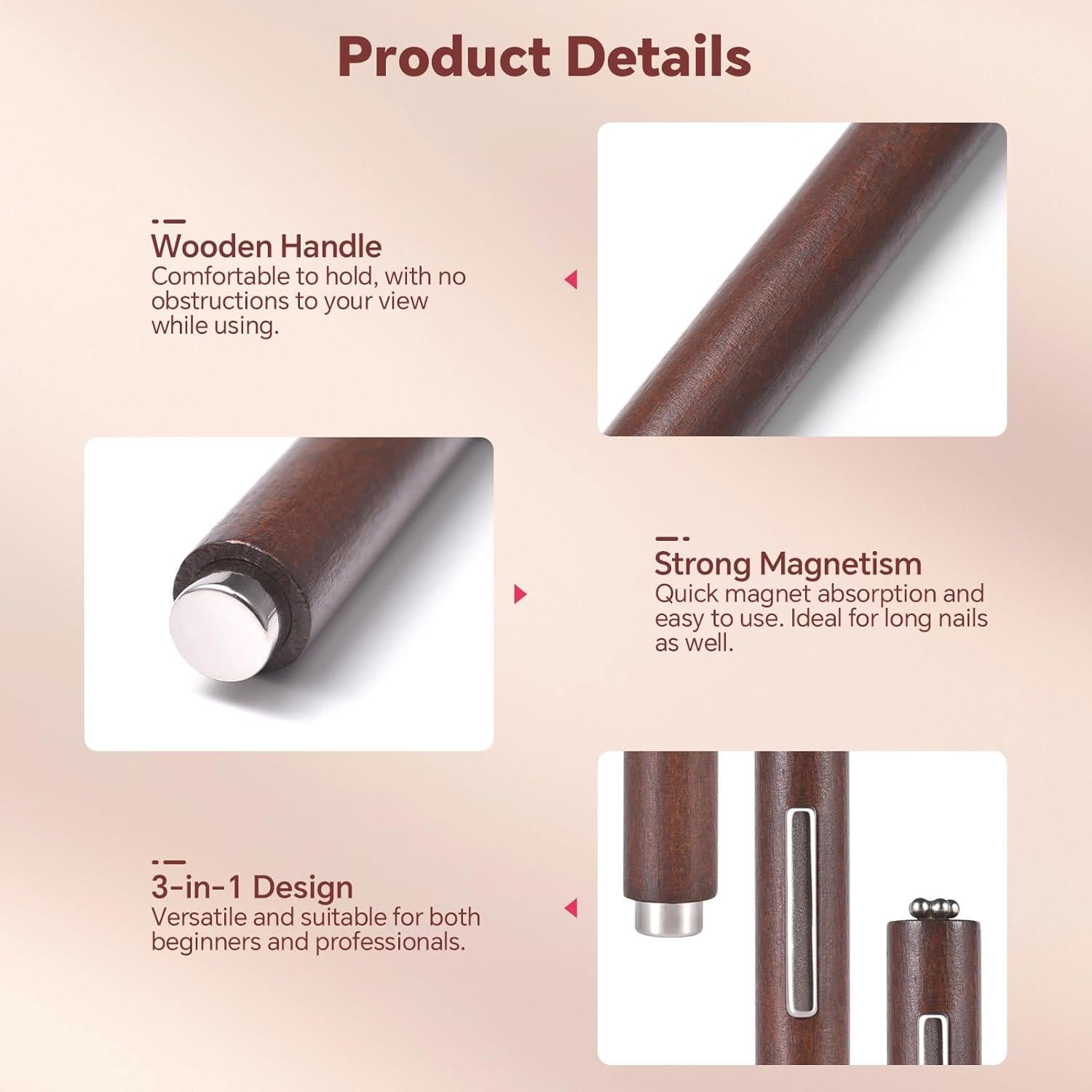Imán de Ojo de Gato KADS 3-en-1 para Uñas - Mango de Madera