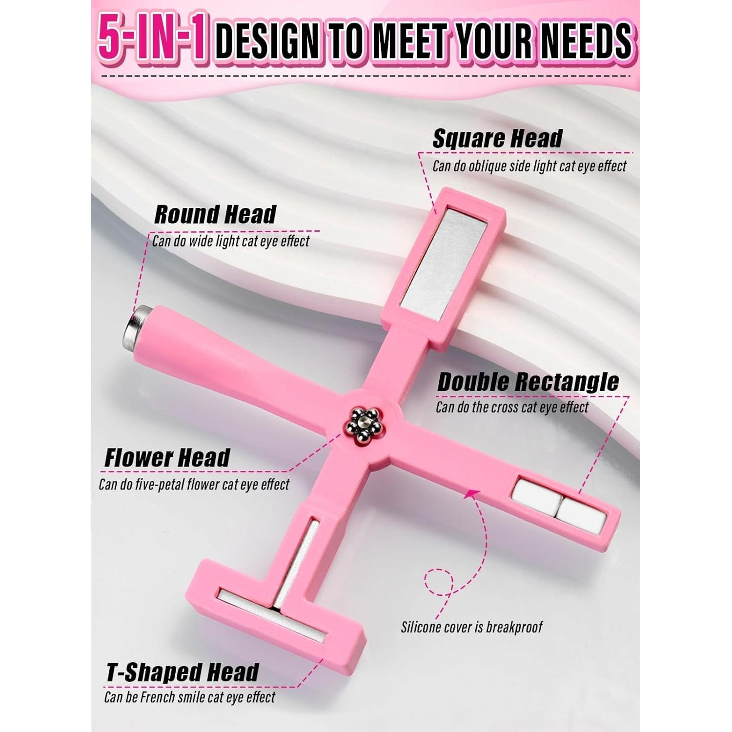 Herramienta Magnética para Uñas 5 en 1 EBANKU Rosa