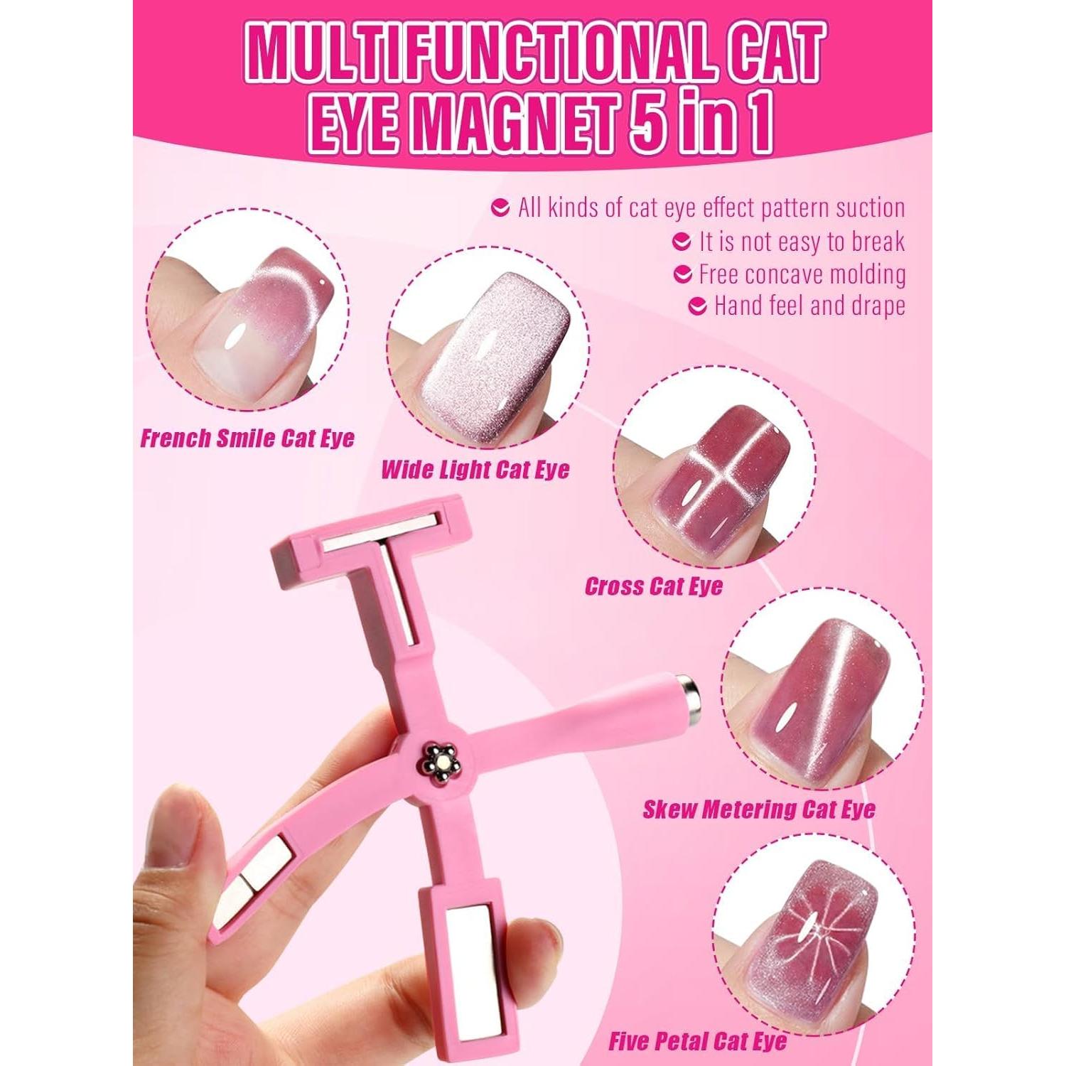 Herramienta Magnética para Uñas 5 en 1 EBANKU Rosa