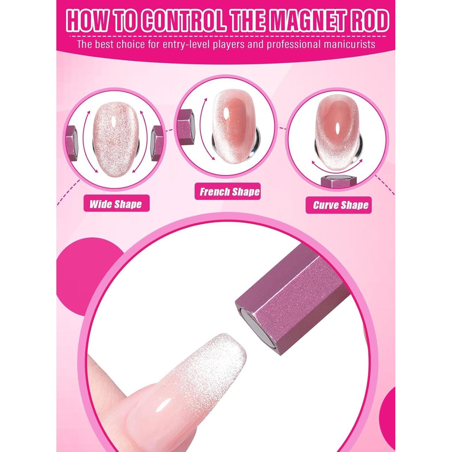 Herramienta Magnética para Uñas 5 en 1 EBANKU Rosa