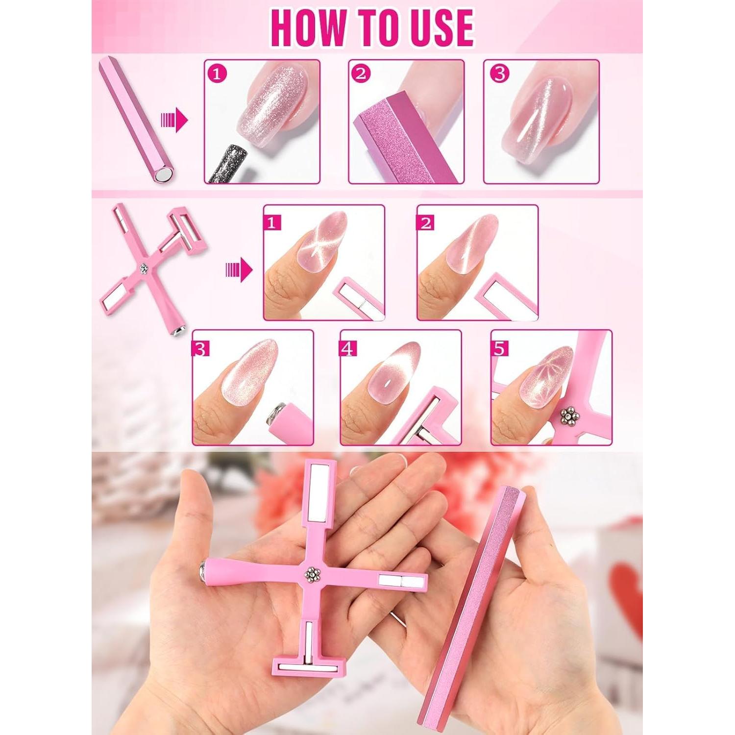 Herramienta Magnética para Uñas 5 en 1 EBANKU Rosa