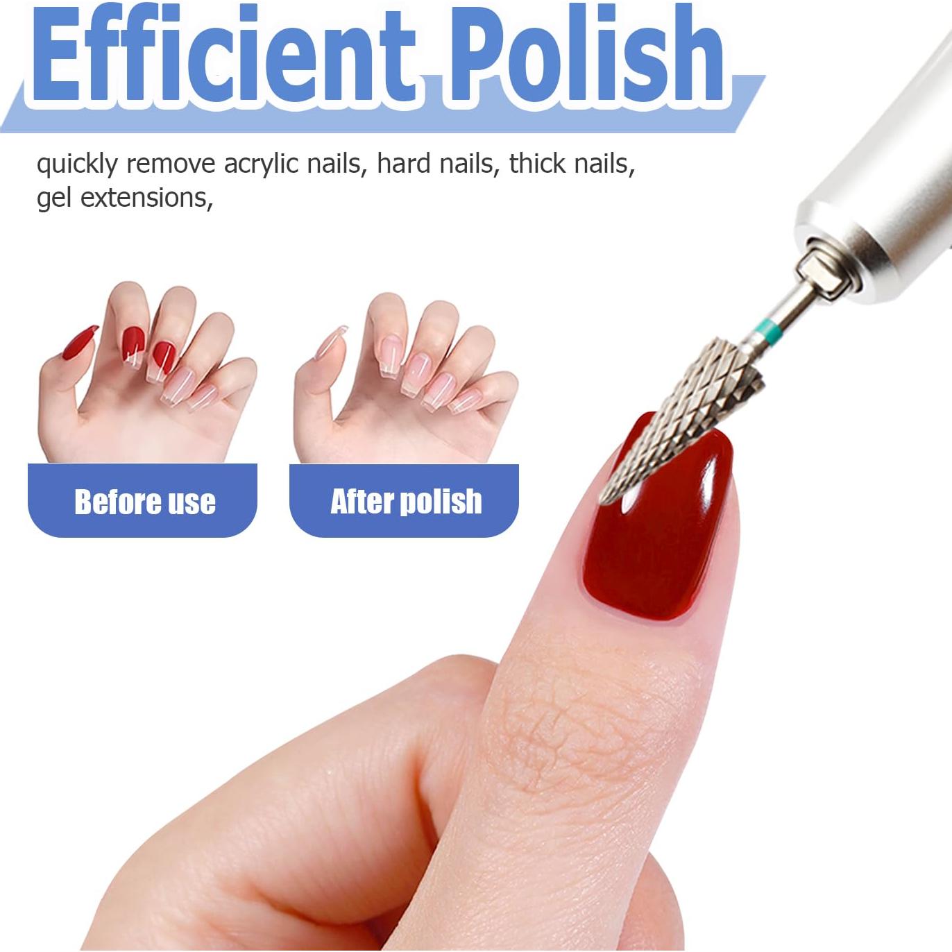 Juego de 5 Brocas de Uñas Mesee Carburo Punta Cónica 2.35mm