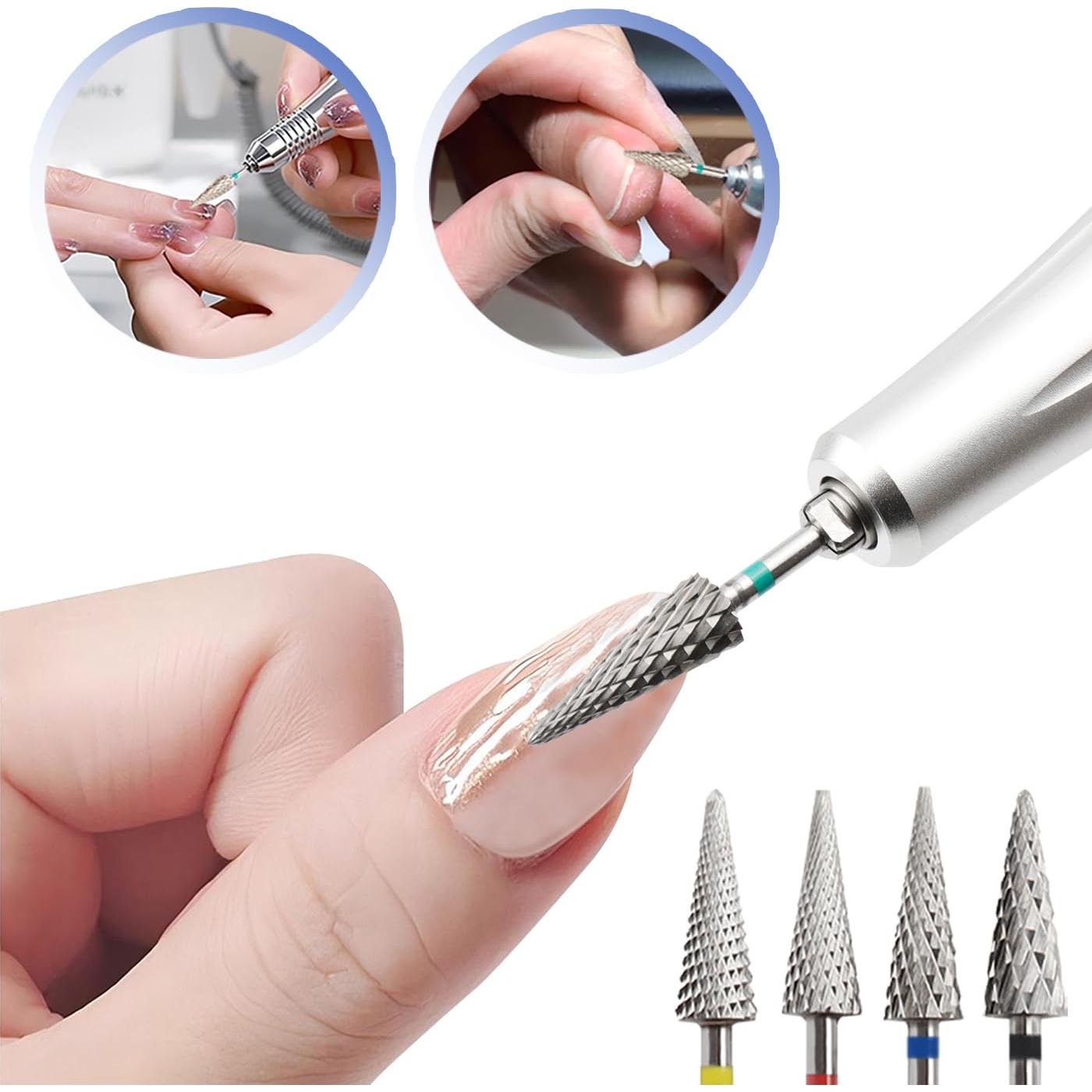 Juego de 5 Brocas de Uñas Mesee Carburo Punta Cónica 2.35mm