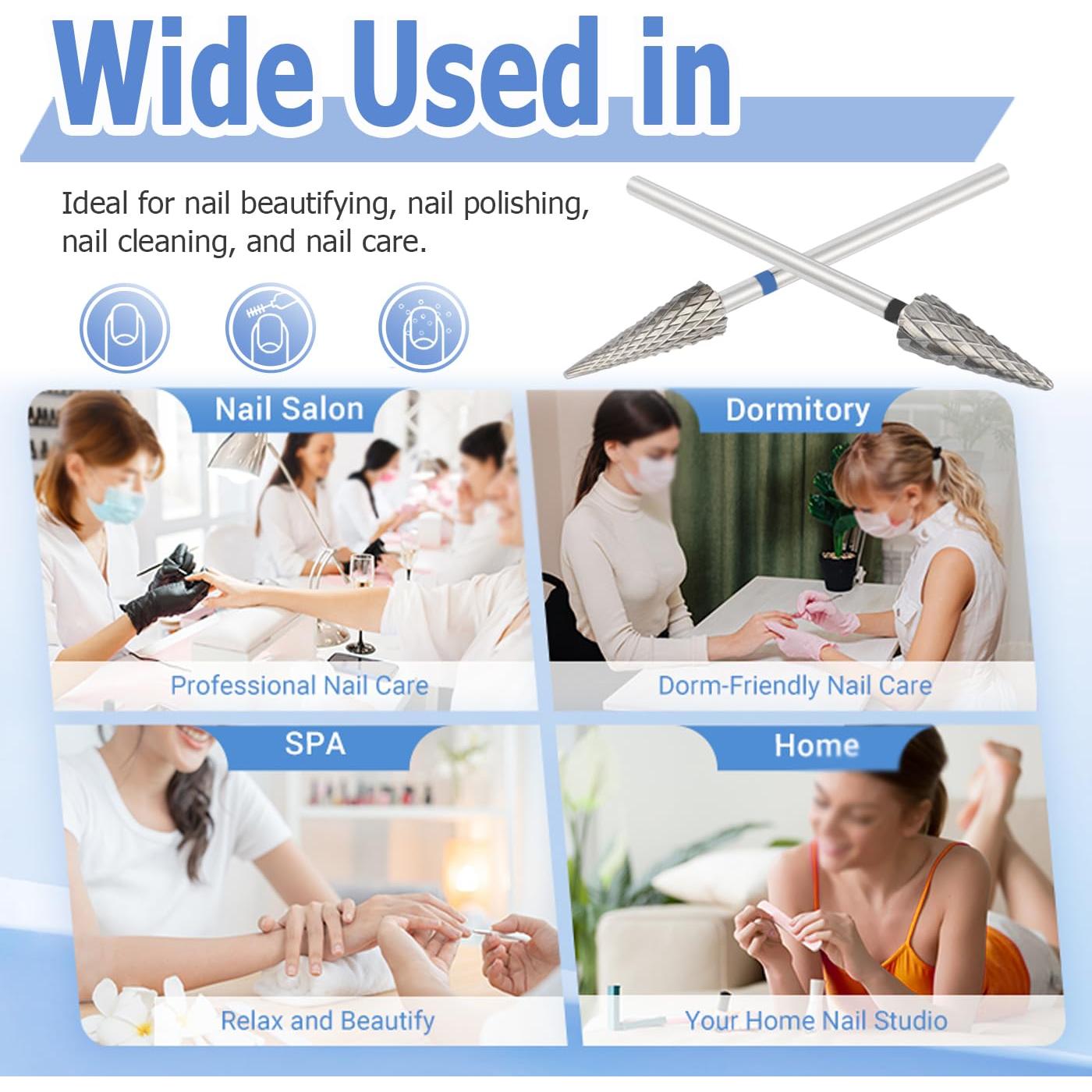 Juego de 5 Brocas de Uñas Mesee Carburo Punta Cónica 2.35mm