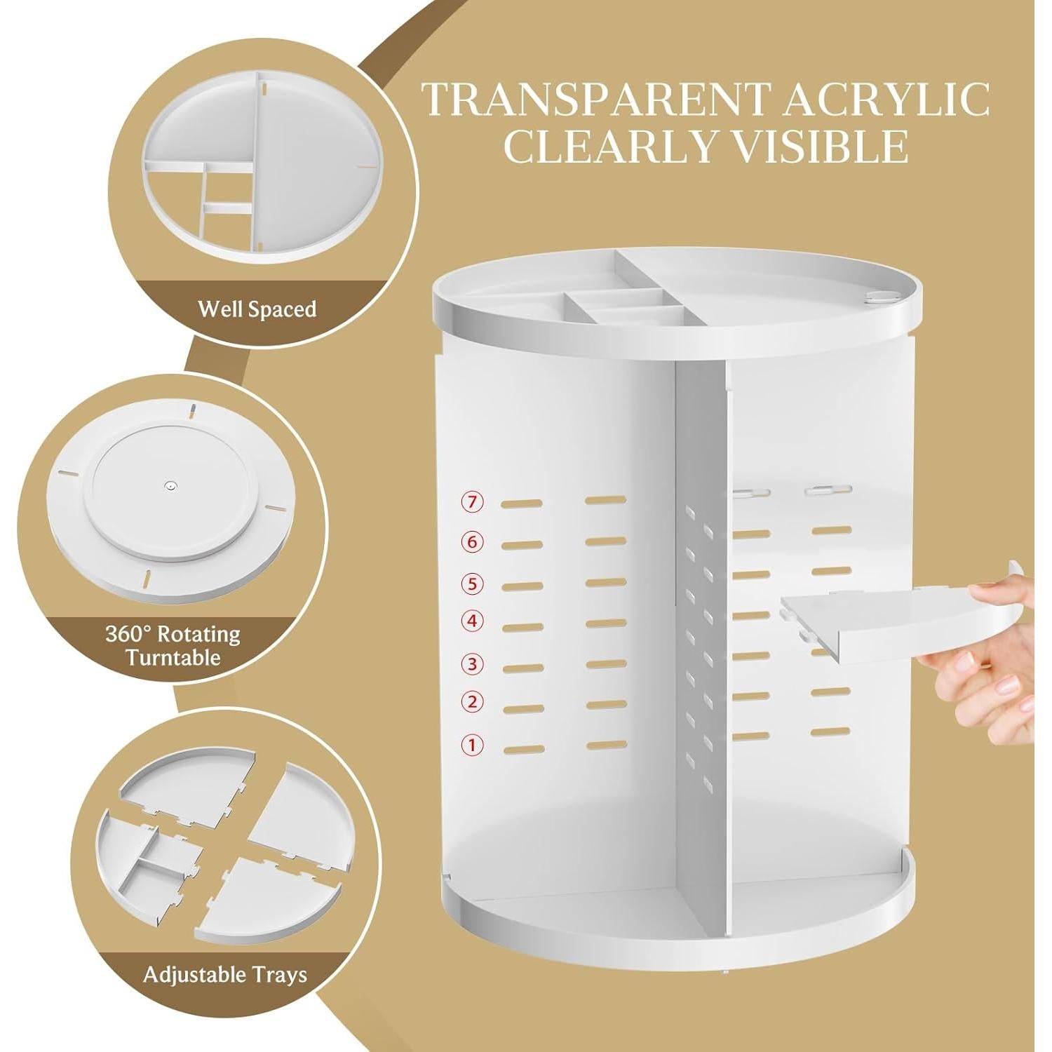 Organizador de Maquillaje 360 Hemtroy Blanco Ajustable